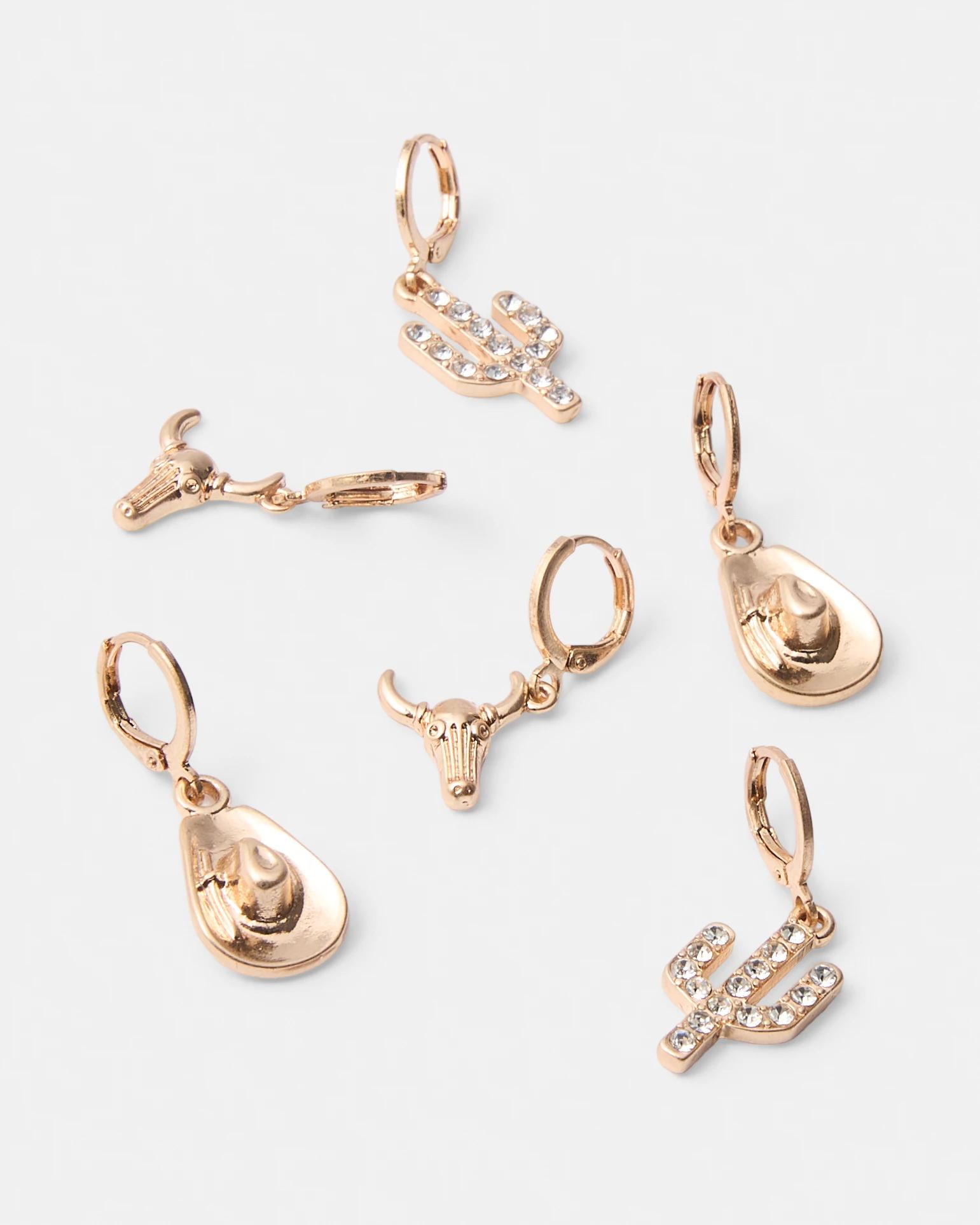 3 3 Pack Rodeo Hoop Earrings - Gold Tone Gold, 3 of 5