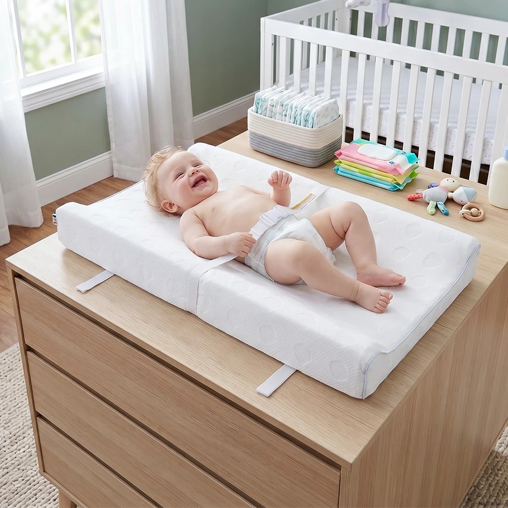 3 PlayPals Baby Changing Pad with Fixing Belt Waterproof Soft Padded - White, 3 of 3