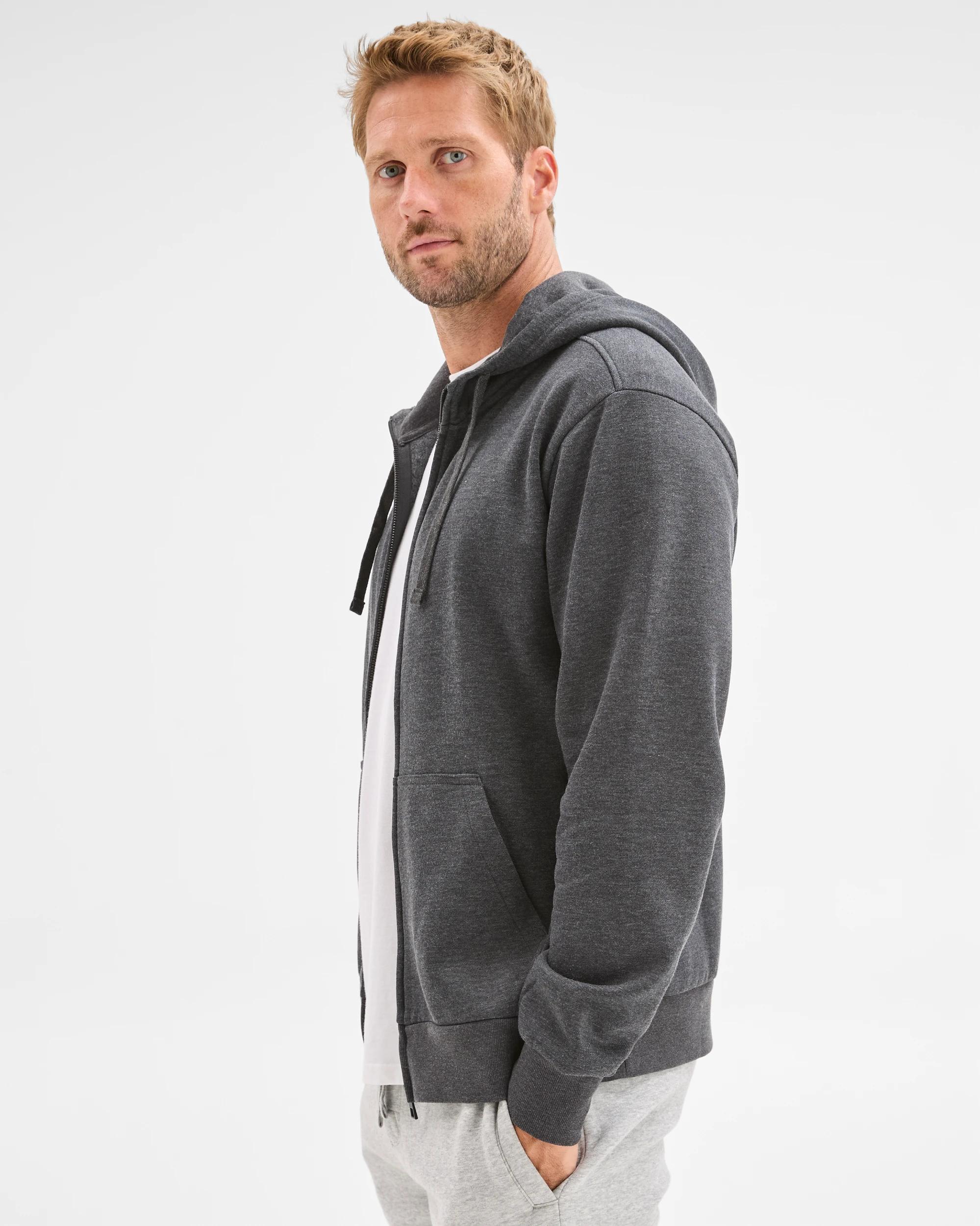 3 Target Australian Cotton Blend Zip Thru Hoodie CHAR MARLE, 3 of 6