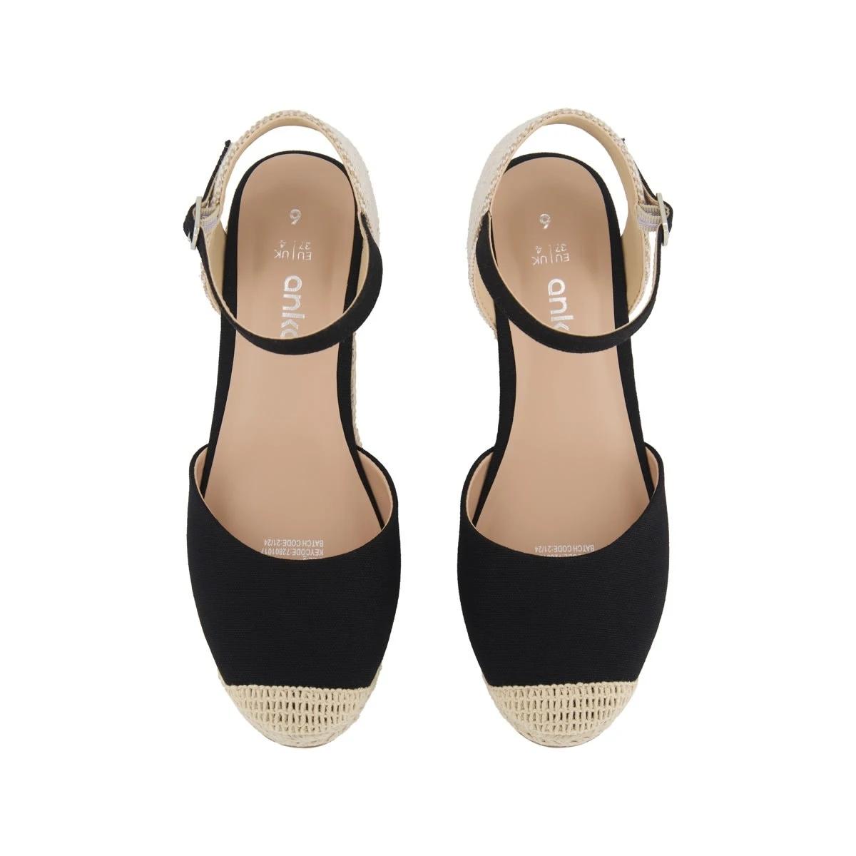 4 Casual Espadrille Closed Toe Wedge Heels Black, 4 of 5