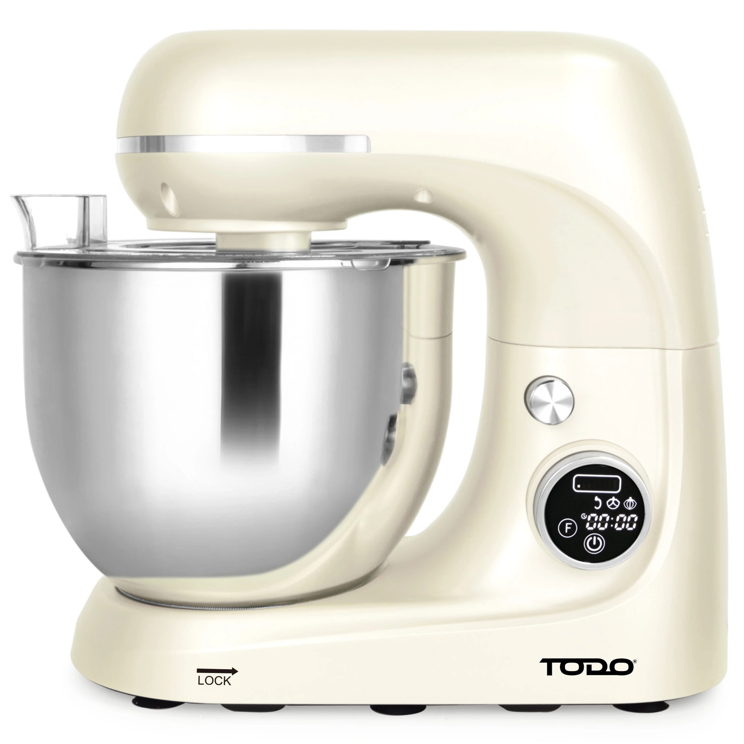 1 Todo 1100w Electric Stand Mixer 5.3l Stainless Steel Bowl Heated Fermentation Lcd Touch Screen Control
 - Cream, 1 of 7