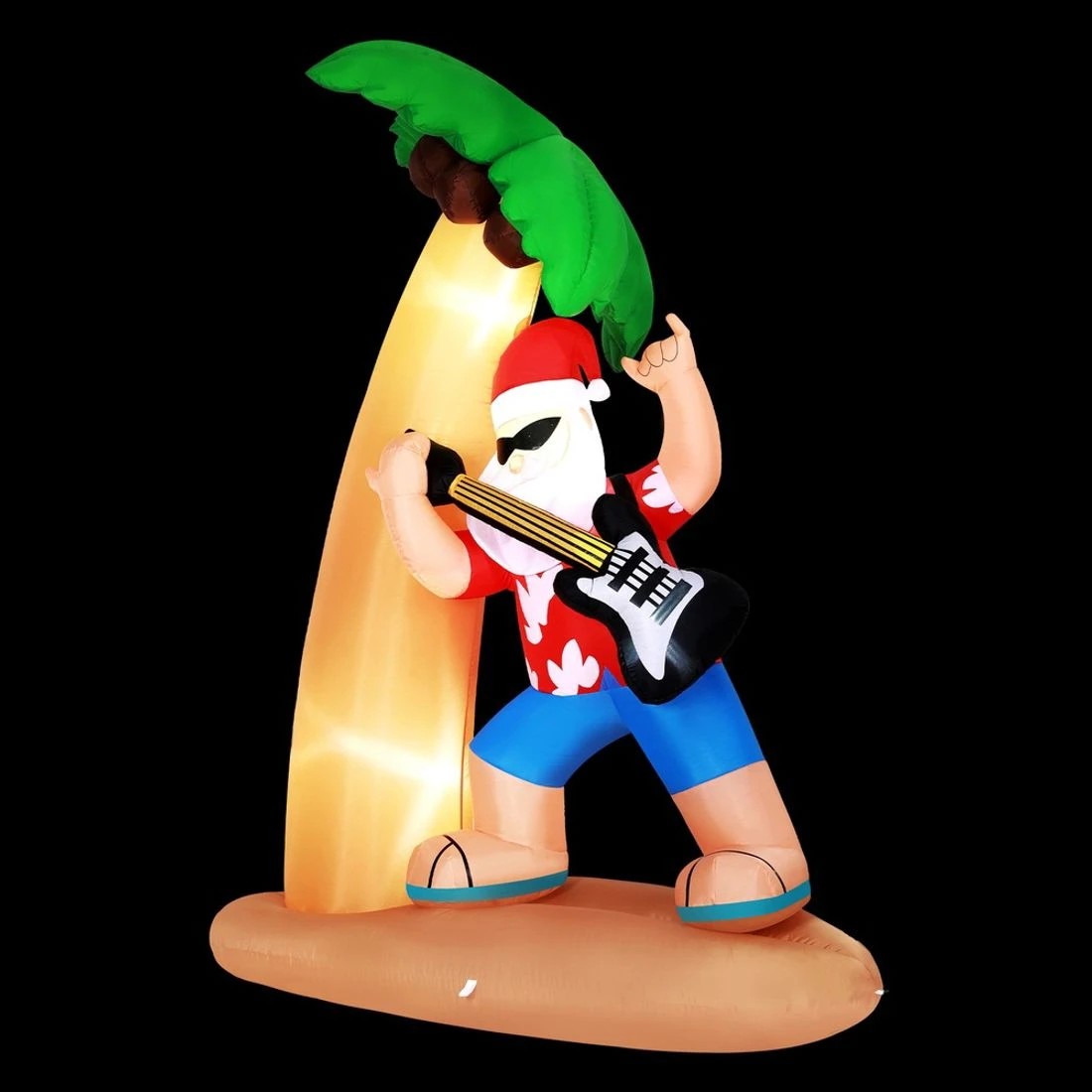 2 Jingle Jollys Christmas Inflatable Santa Guitar 2.1m Led Illuminated Decorations
 - Multi, 2 of 5