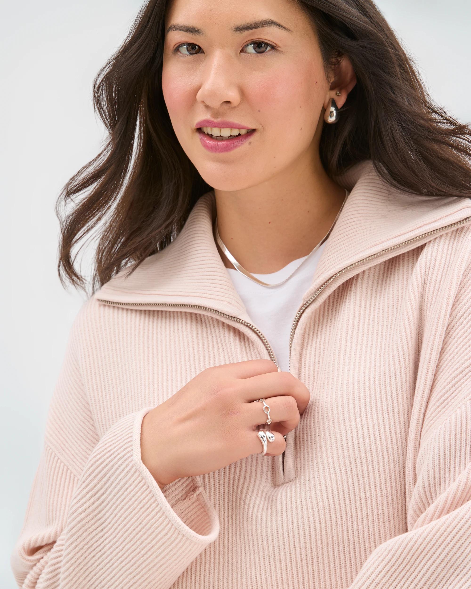 6 Target Woman Australian Cotton Blend Zip Collar Jumper MAUVE PINK, 6 of 7