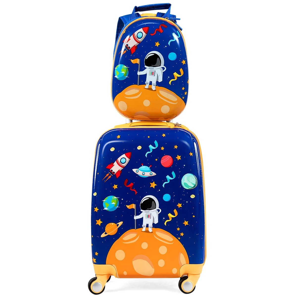 1 Costway Travel Luggage Set 18" Suitcase + 13" Backpack Astronaut, 1 of 1