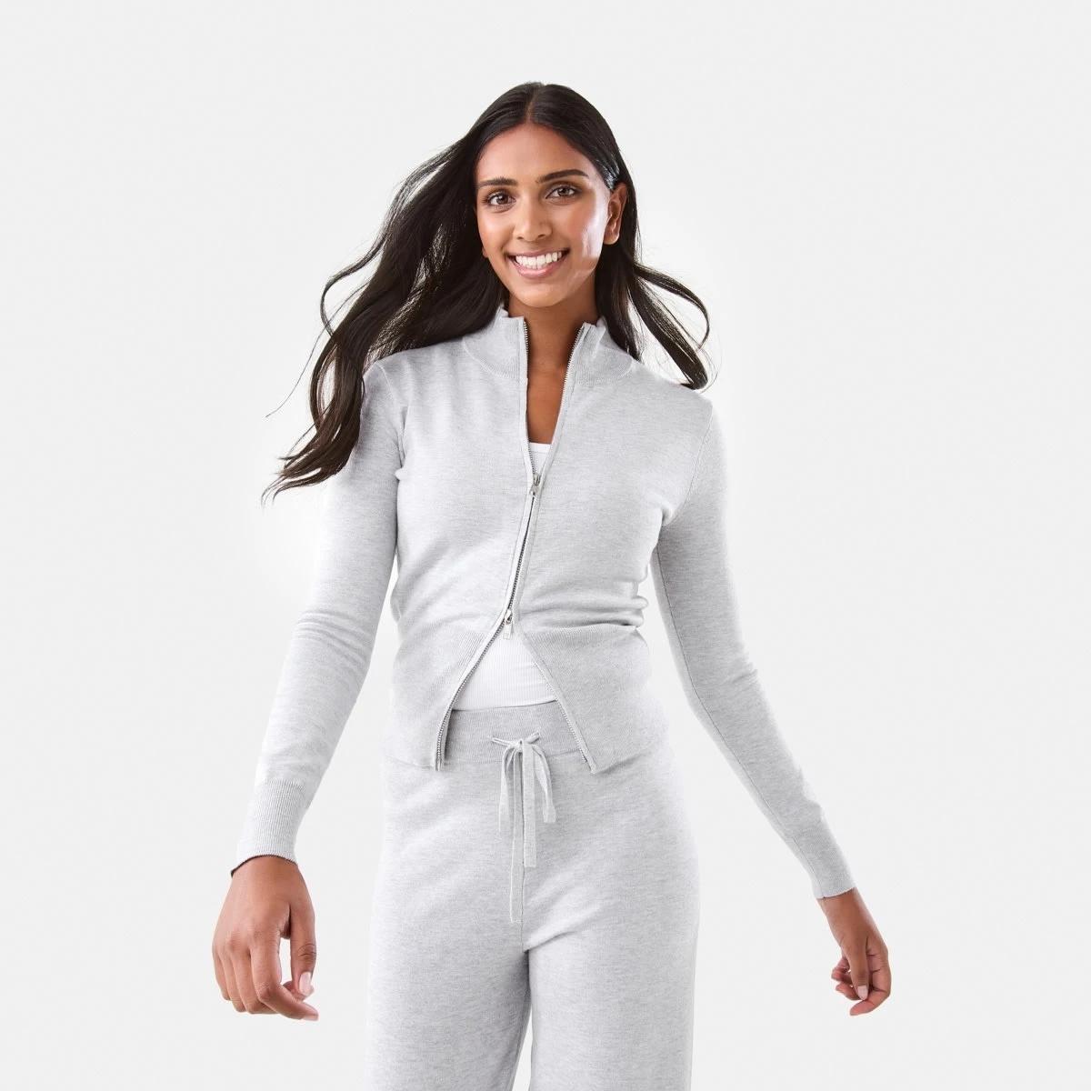 1 Zip Through Cardigan Slvr Marle, 1 of 9