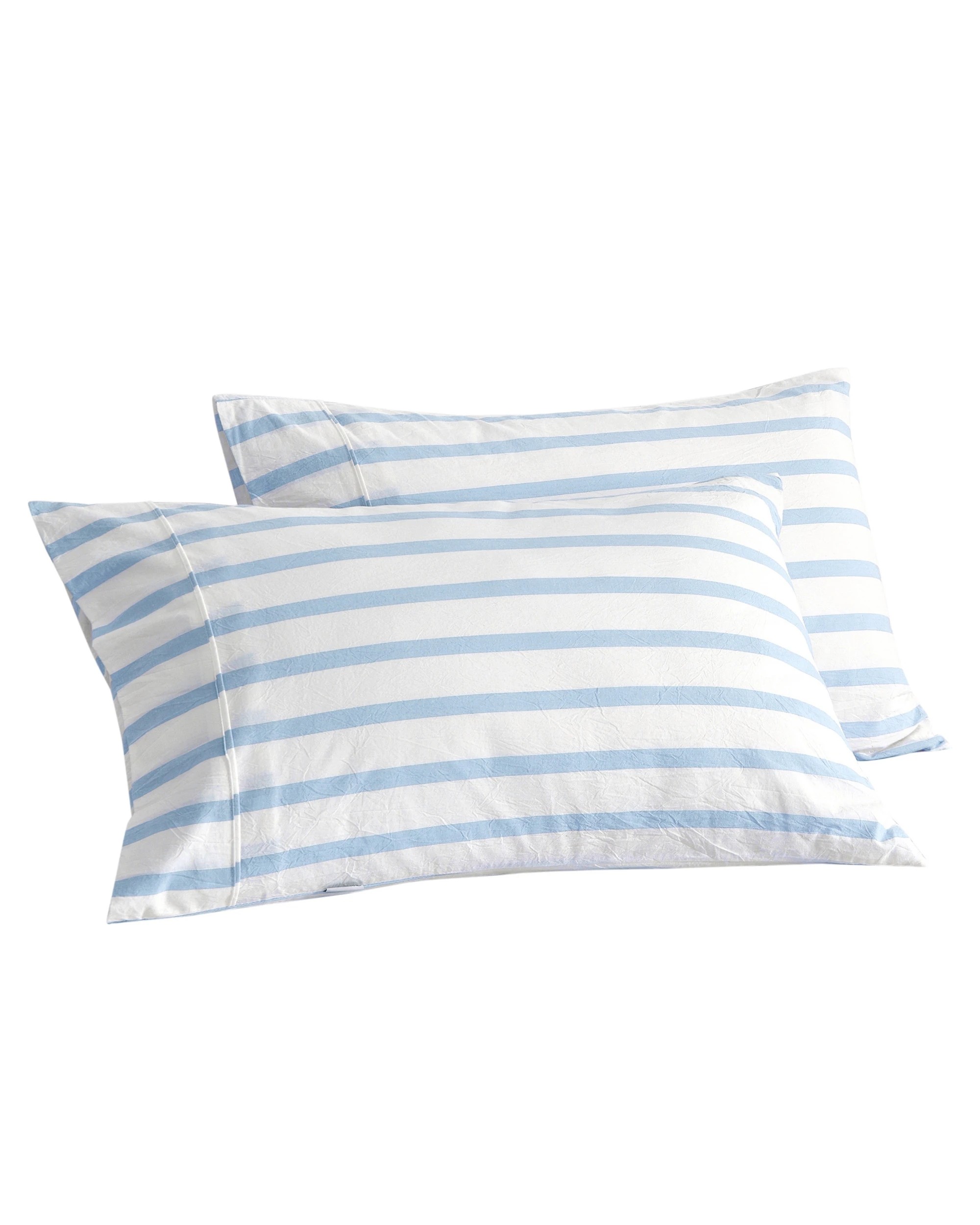 6 Dreamaker Twin Pack Bask Yarn Dyed Washed Cotton Striped Standard Pillowcase - Sky, 6 of 6