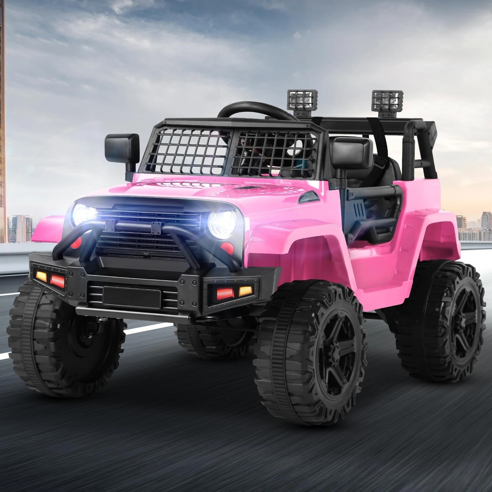 6 Alfordson Kids Ride On Car Toy Jeep Electric 12V 70W Motors R/C LED Lights - Pink, 6 of 10