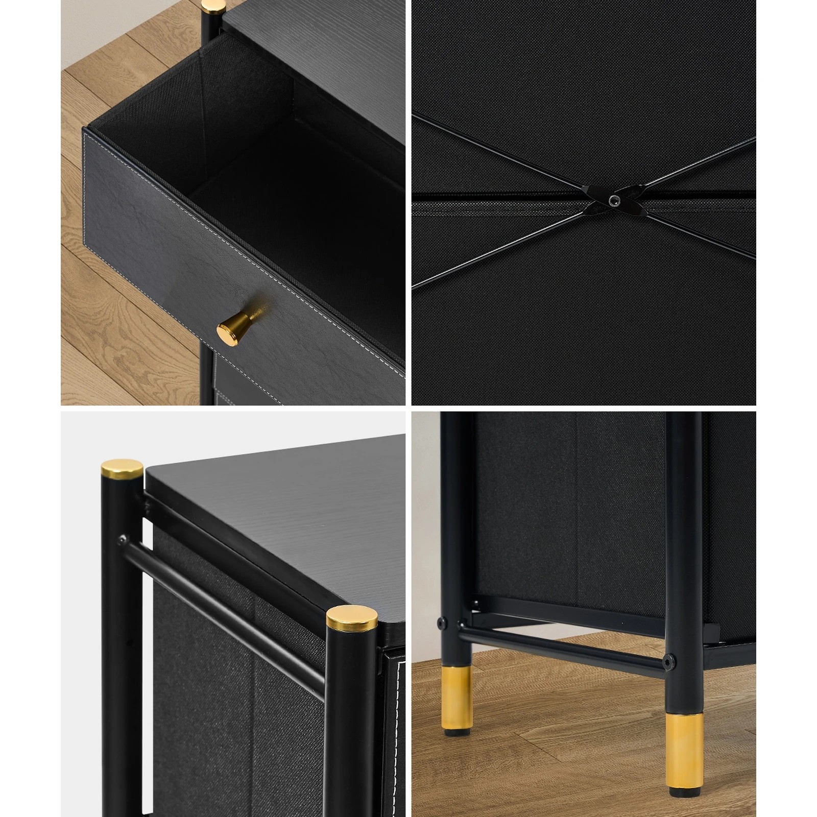 4 Oikiture 8 Chest of Drawers PU Fabric Storage Cabinet Dresser Tallboy - Black, 4 of 7