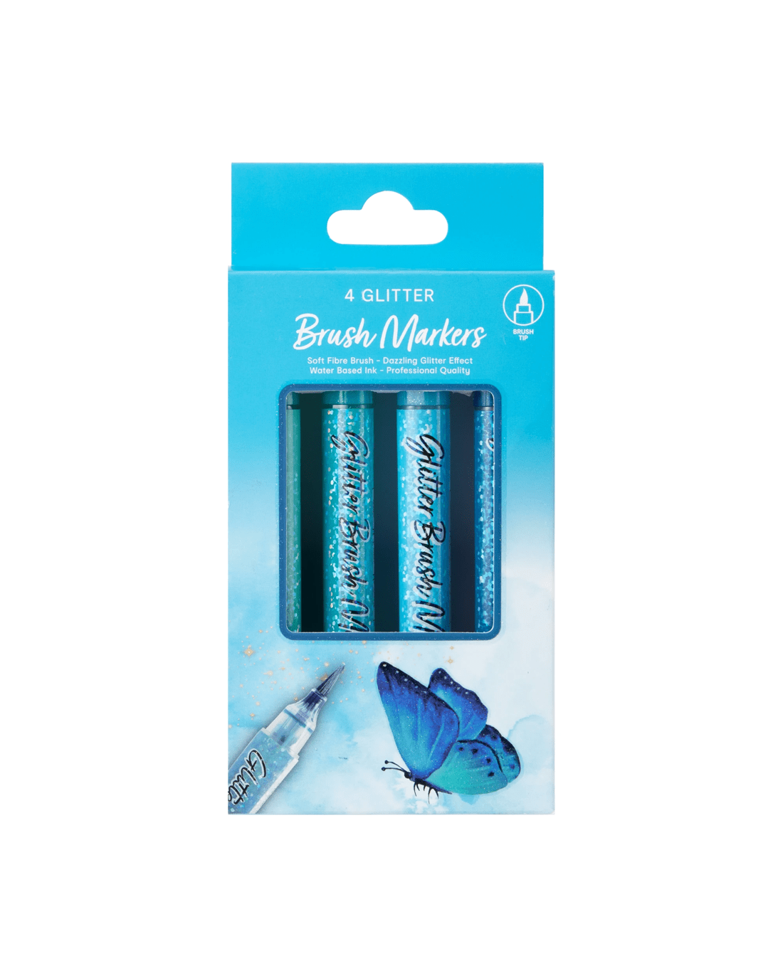 1 4 Pack Glitter Brush Markers - Blue, 1 of 5