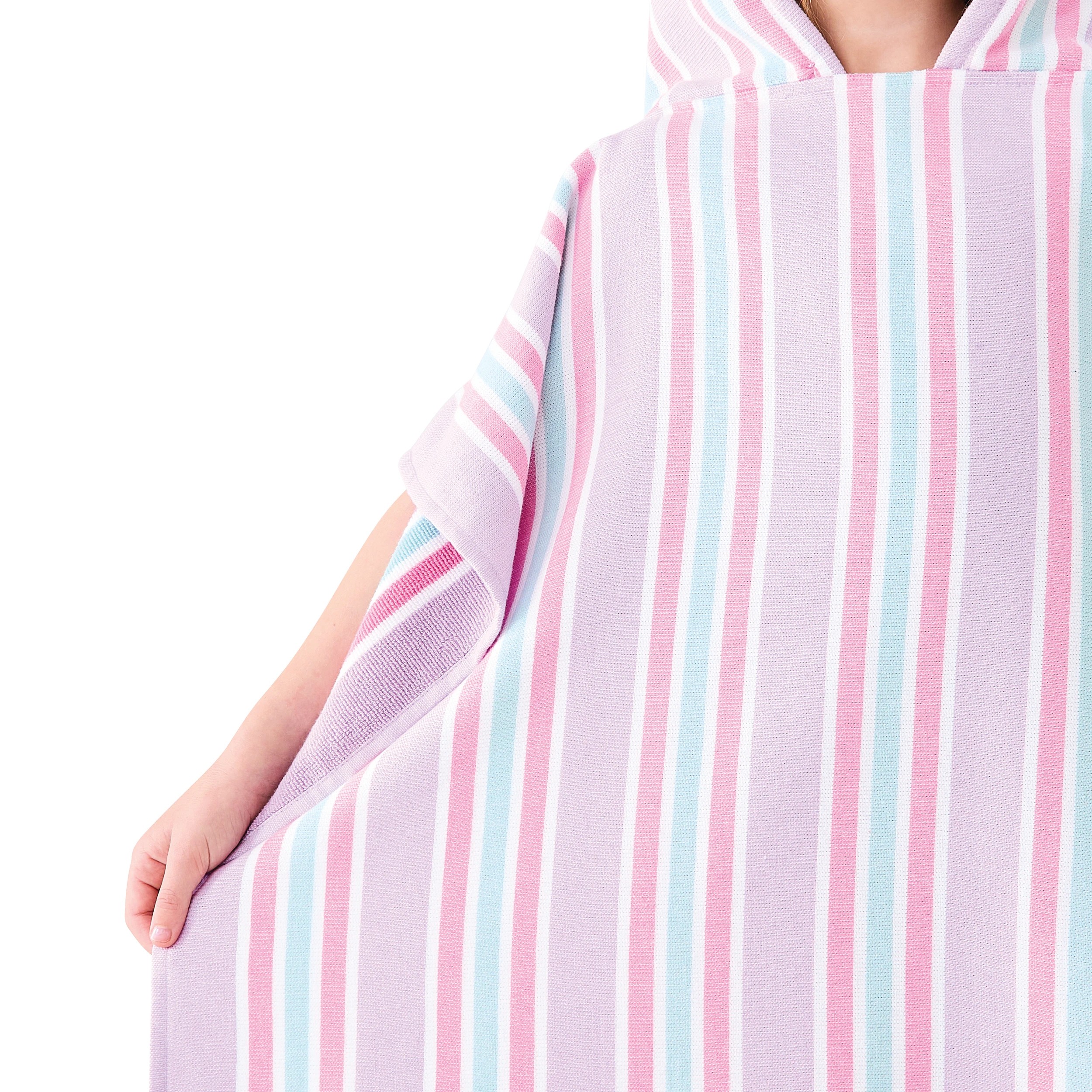 7 Kids Hooded Turkish Beach Towel - Lilac and Green, 7 of 9
