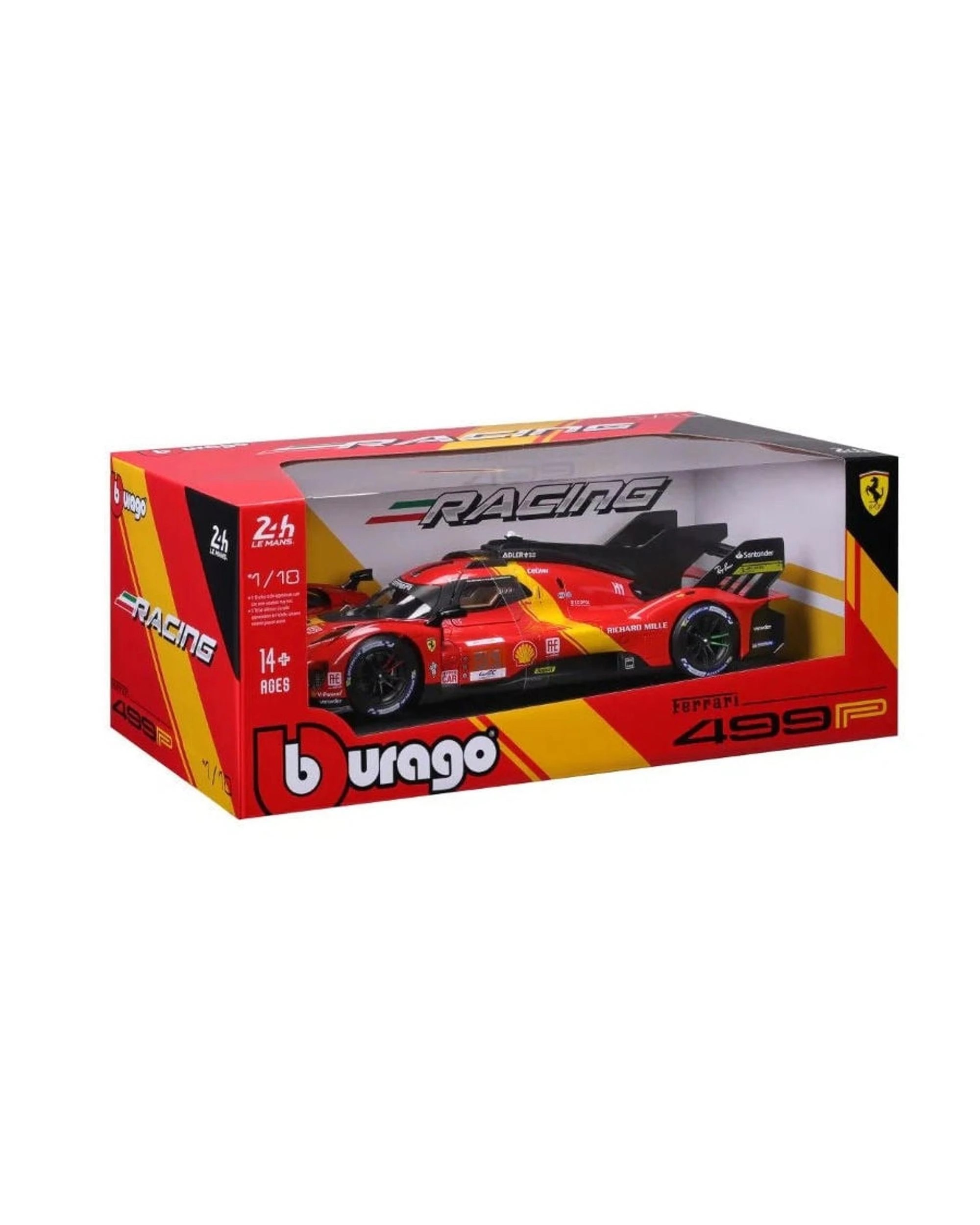 1 Bburago Ferrari Racing 2023 Ferrari 499P Le Mans Hypercar #51 24h Le Mans Winning Car 1:18 Scale Diecast Vehicle, 1 of 9