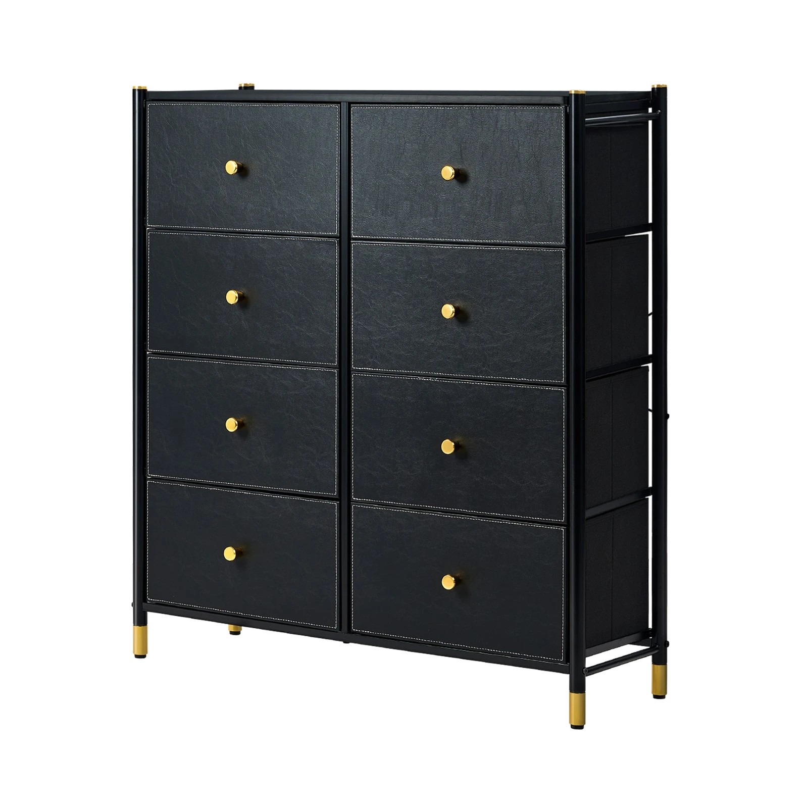 1 Oikiture 8 Chest of Drawers PU Fabric Storage Cabinet Dresser Tallboy - Black, 1 of 7
