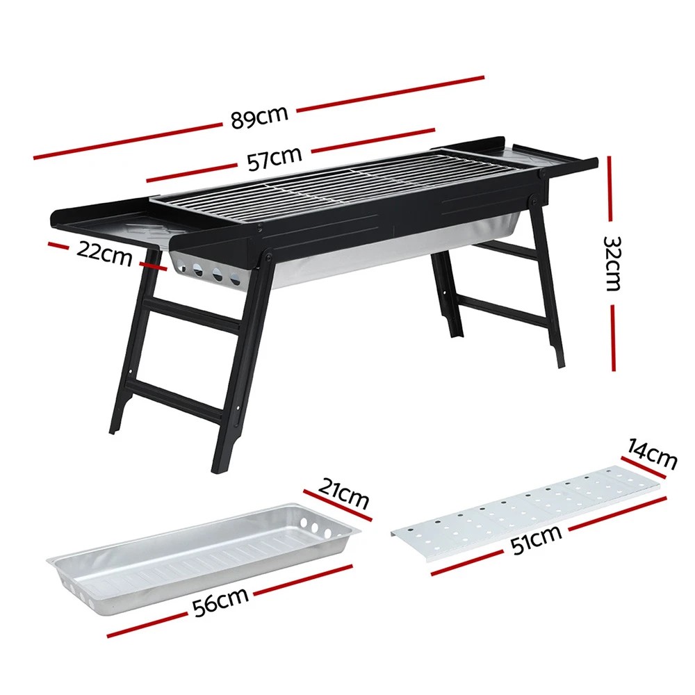 2 Grillz  BBQ Grill Smoker Portable Barbecue Outdoor Foldable Camping - Black, 2 of 6