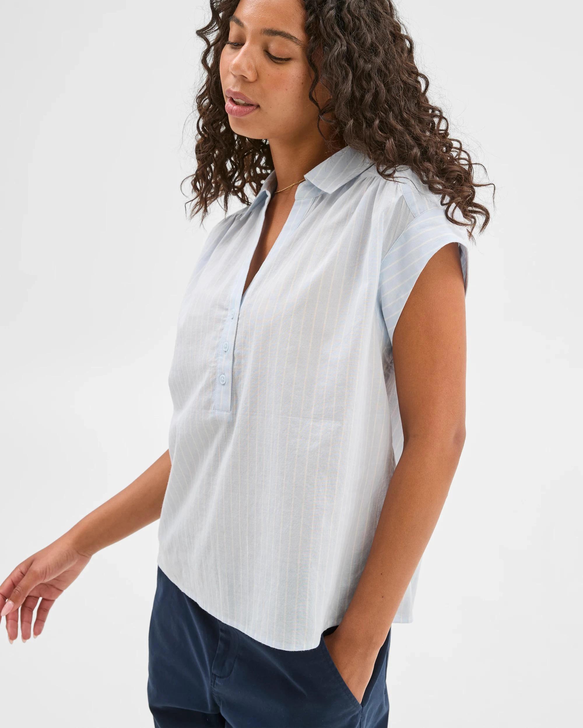 2 Target Sleeveless Popover Collared Shirt SUMMER BLUE STRIPE, 2 of 6