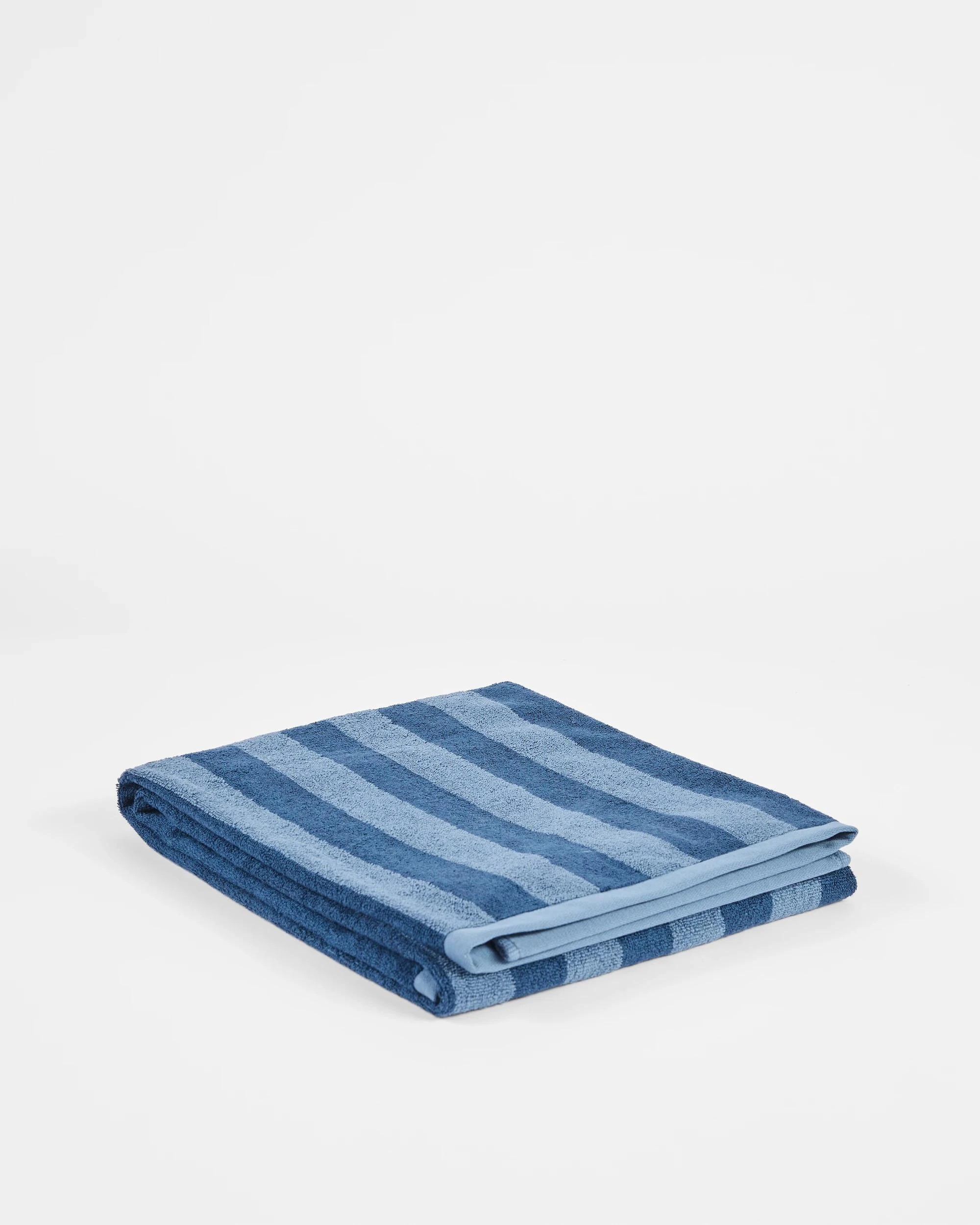 1 Target Australian Cotton Blend Logan Stripe Bath Sheet - Blue, 1 of 3