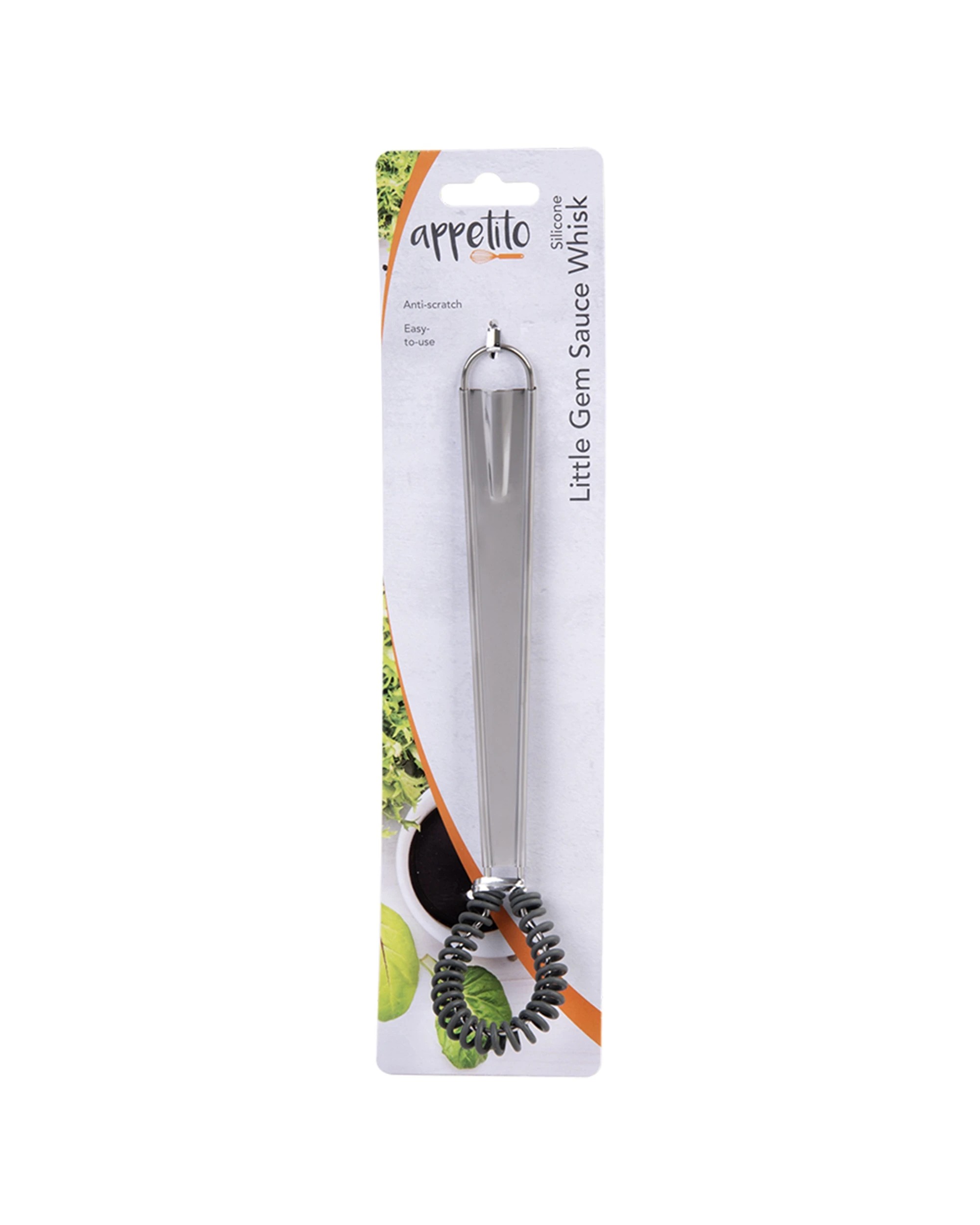 2 Appetito Silicone Little Gem Sauce Whisk Home Kitchen Cooking - Charcoal, 2 of 4