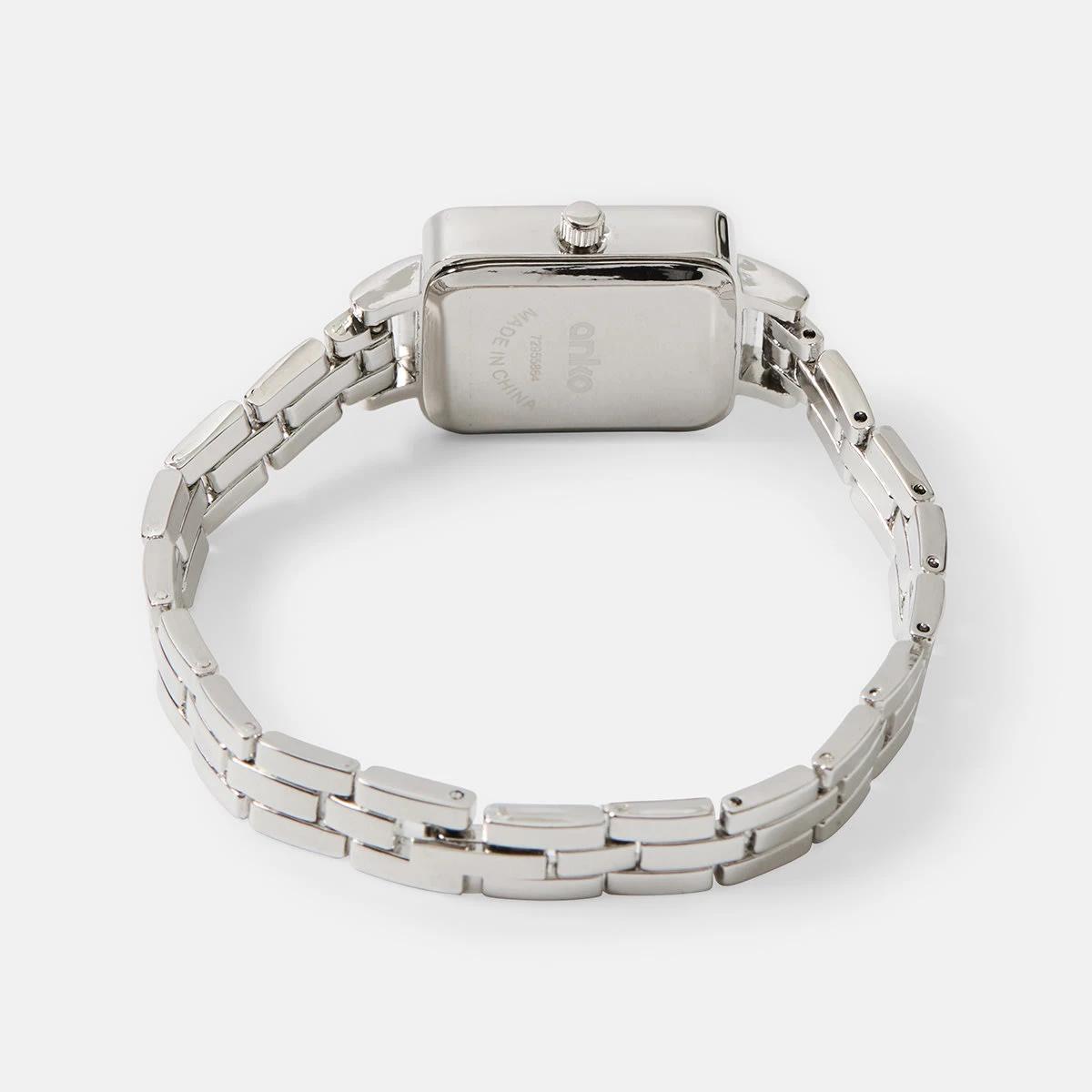 2 Metal Rectangle Watch - Silver Tone Silver, 2 of 6