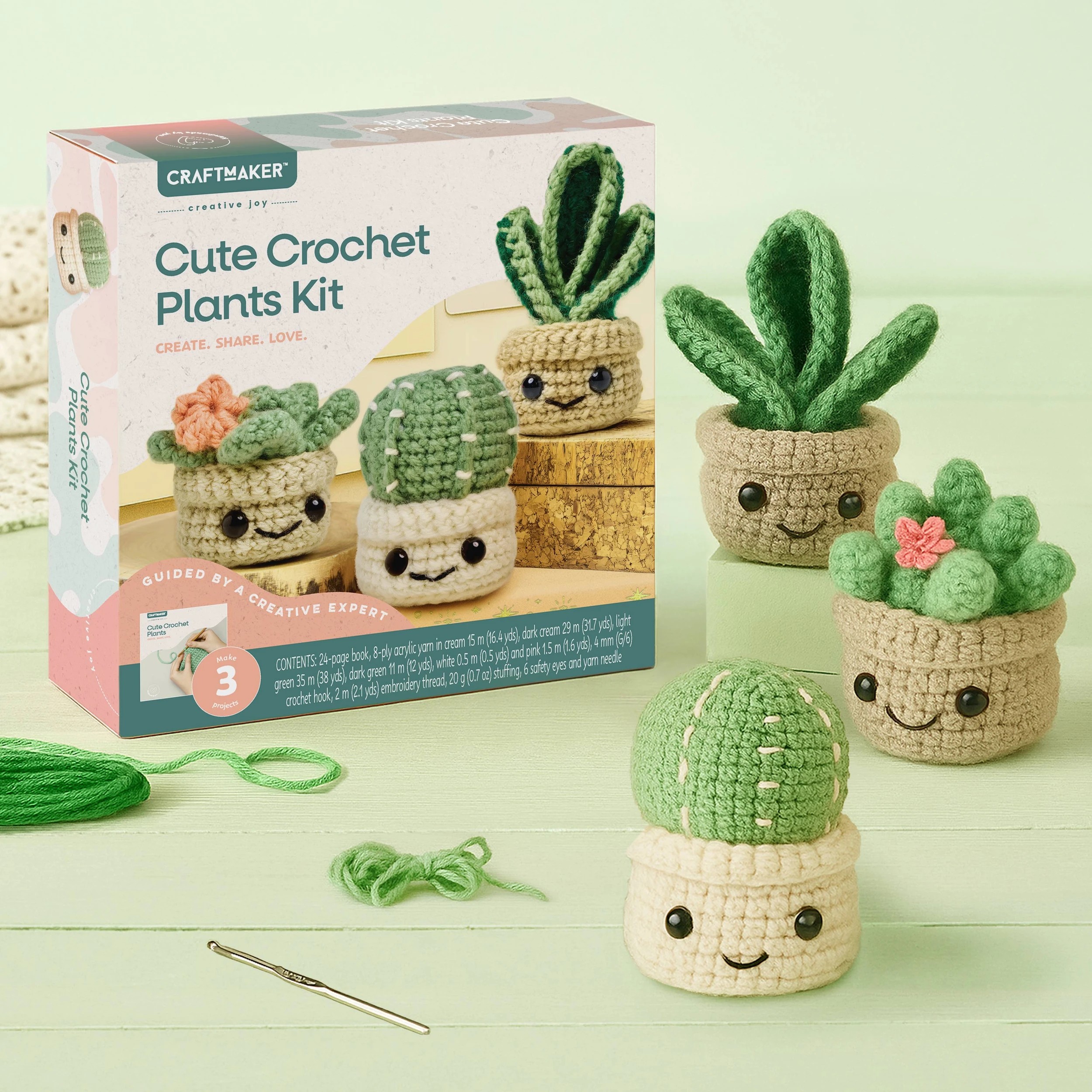 6 Craft Maker Cute Crochet Plants Kit, 6 of 6
