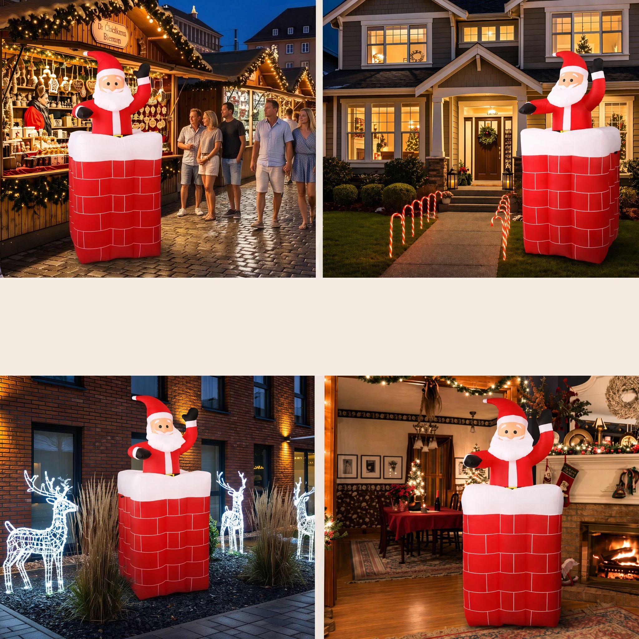 2 Jingle Jollys Christmas Inflatable Santa Pop Up 1.8M Illuminated Decorations - Multi, 2 of 9