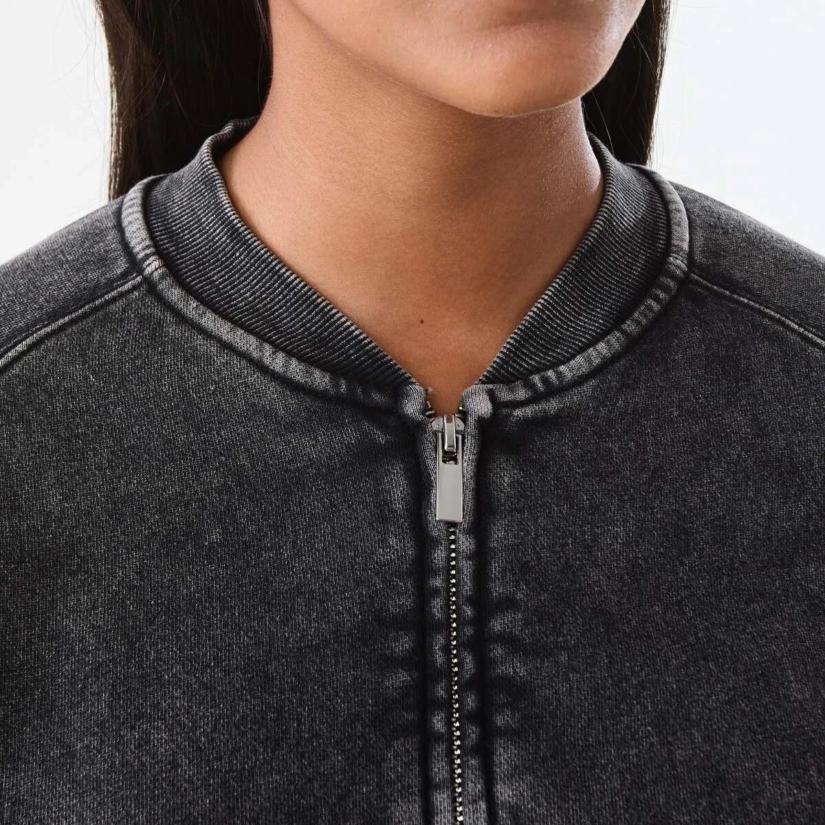 6 Washed Bomber Jacket Black, 6 of 7