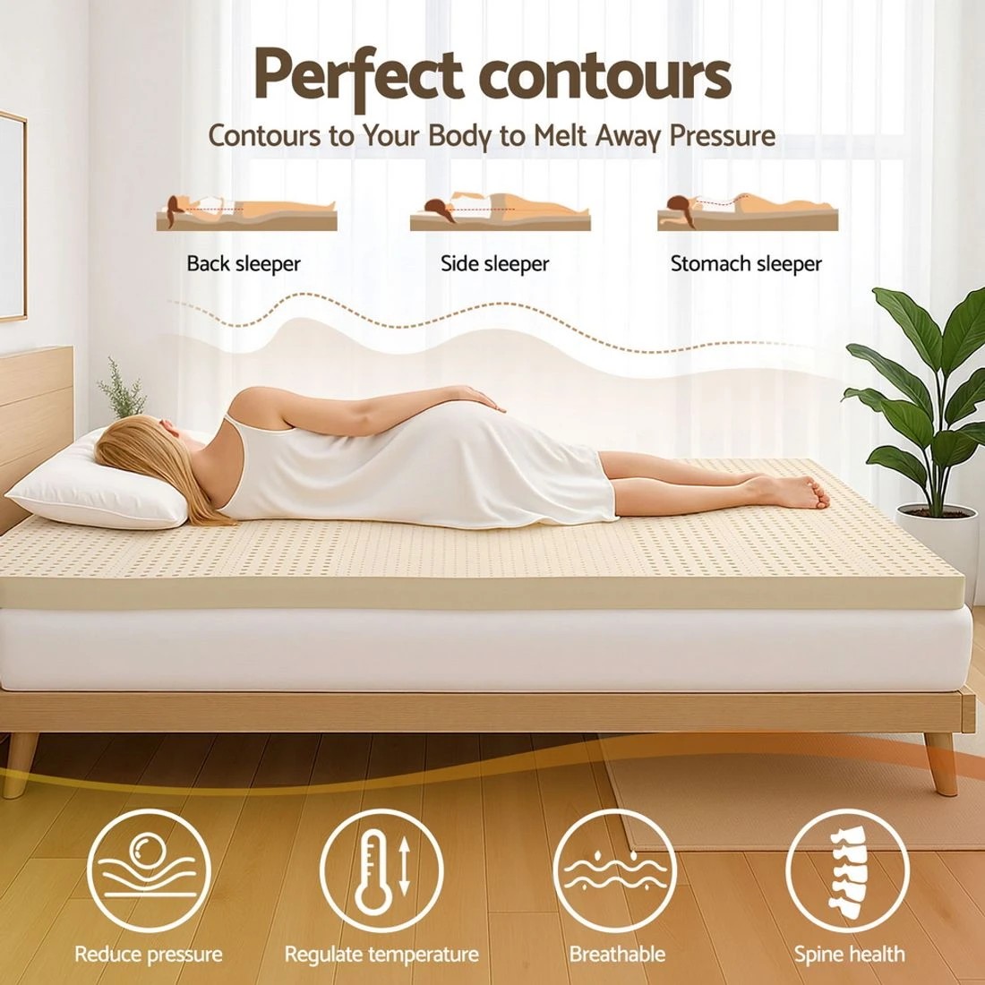 7 Giselle Bedding Latex Mattress Topper 7.5cm King - King Bed - Natural, 7 of 8