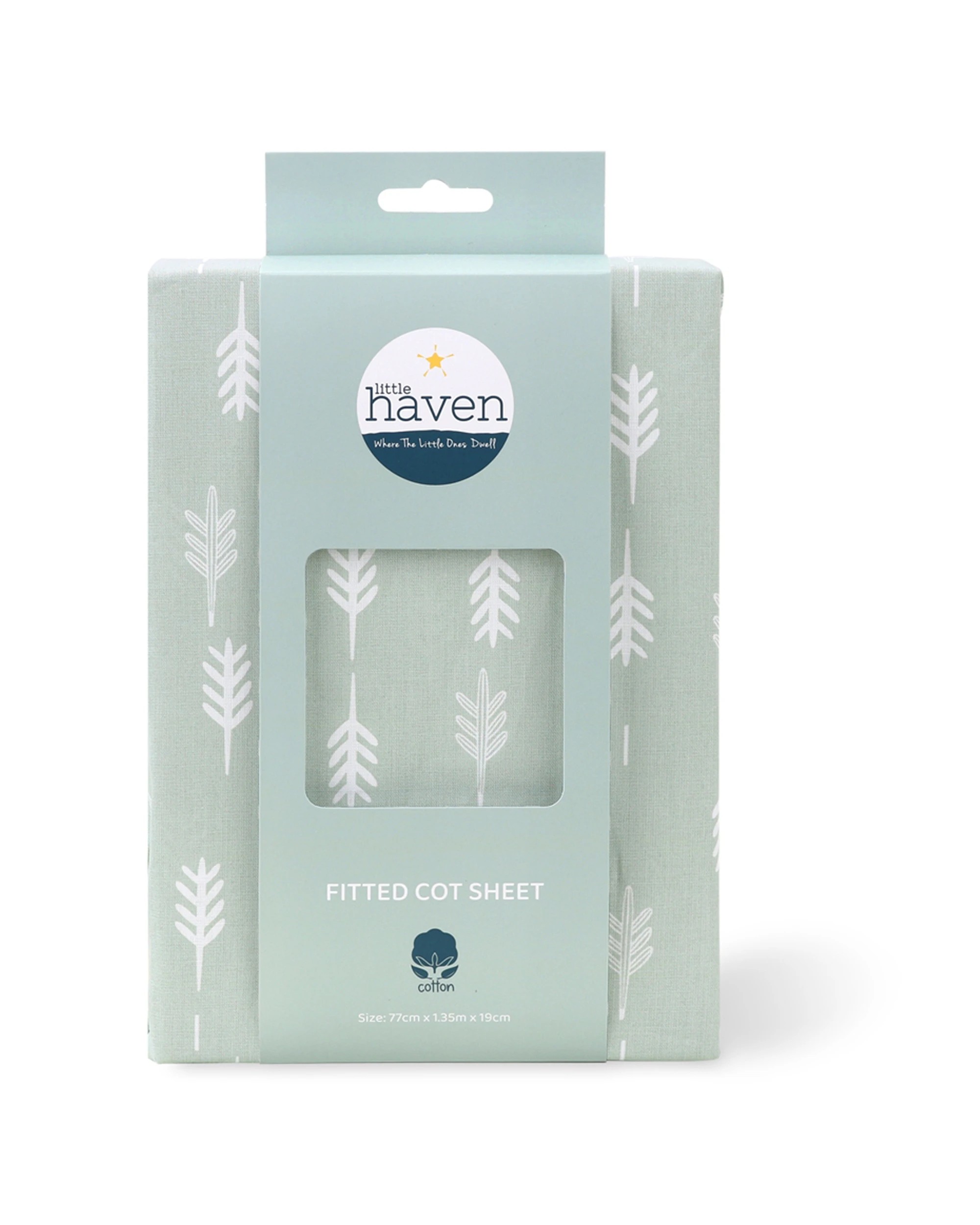 1 Little Haven Cot Fitted Sheet 100 Percent Cotton Foliage Baby Bedding Breathable - Green, 1 of 3
