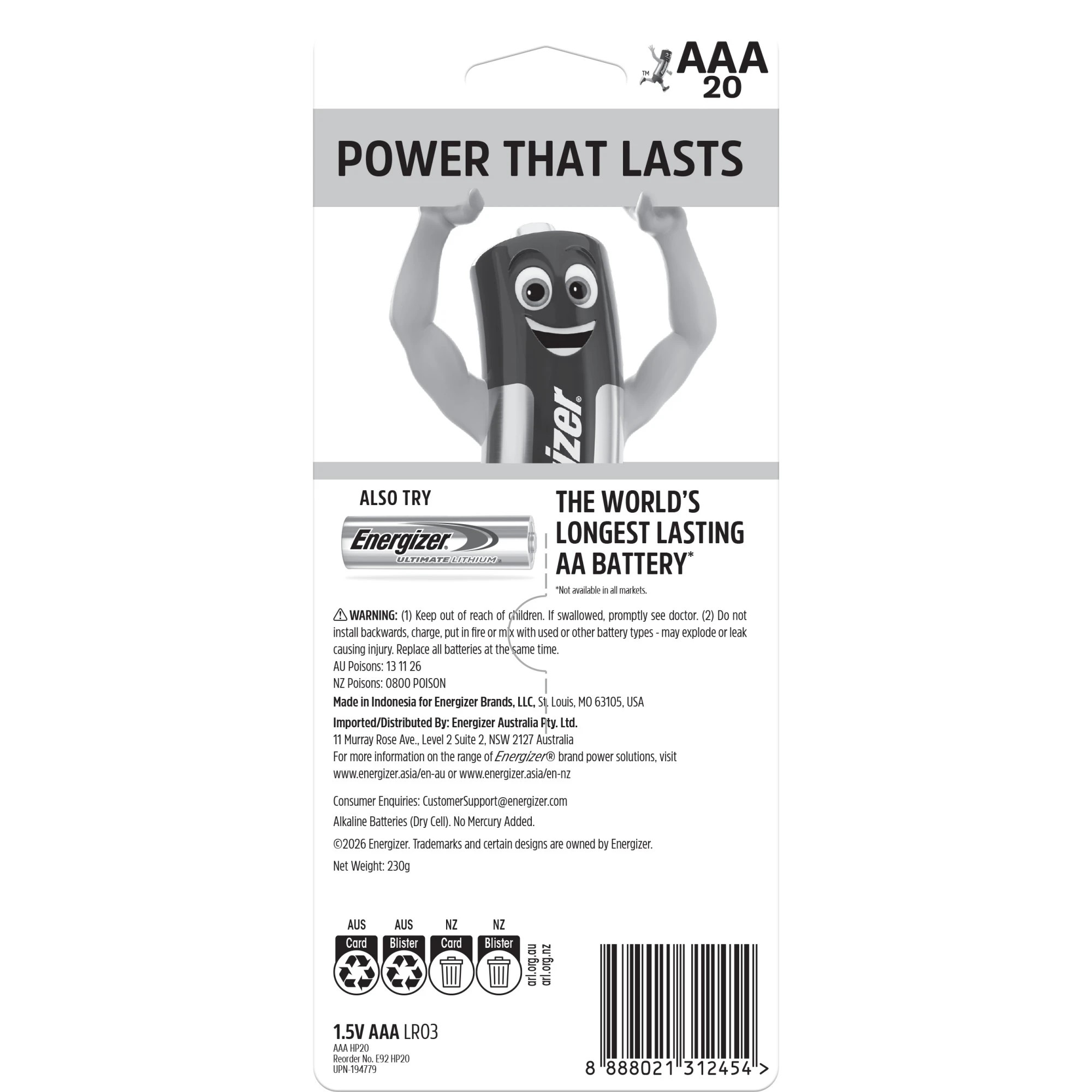 2 20 Pack Energizer AAA Alkaline Power Batteries Value Pack, 2 of 7