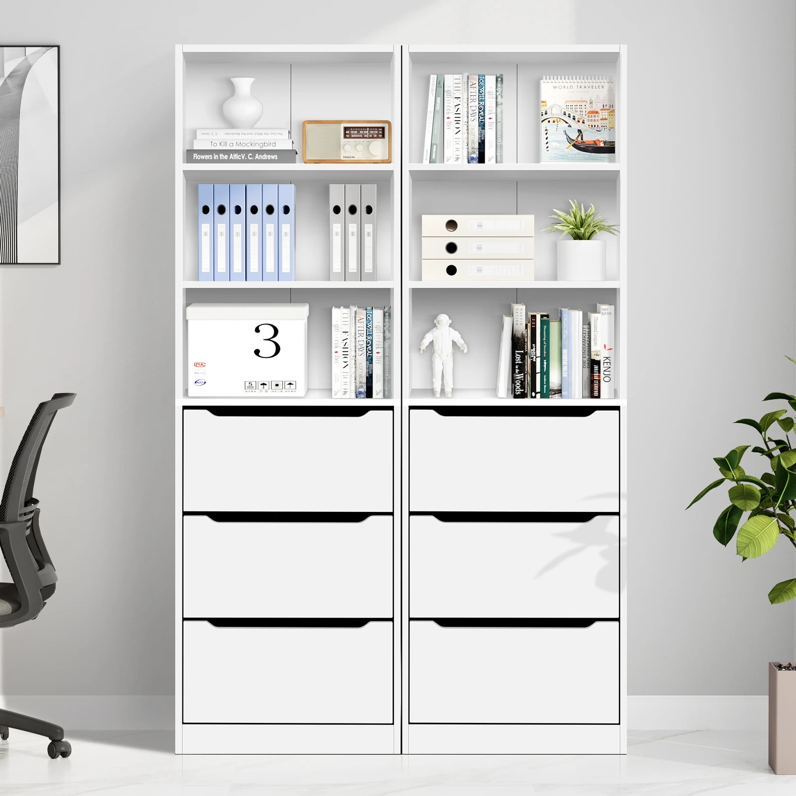 3 Alfordson Chest of 3 Drawers Office Storage Cabinet Tallboy Bedroom - White, 3 of 10