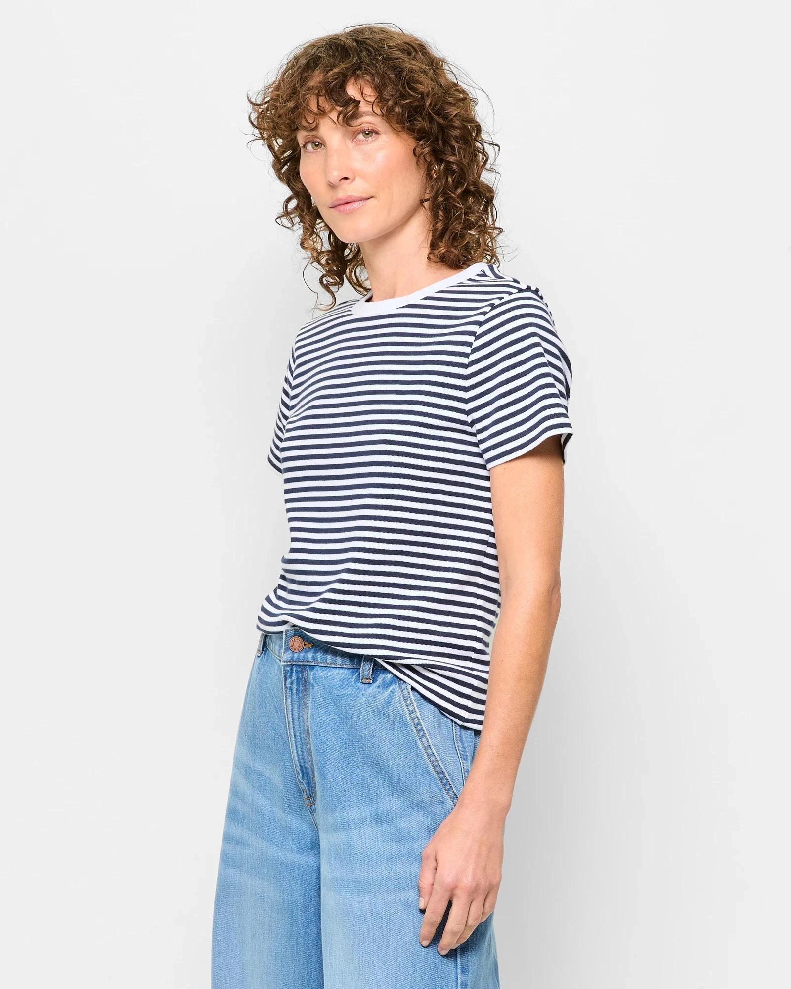 3 Target Australian Cotton Interlock Neat T-Shirt NAVY / WHITE STRIPE, 3 of 5