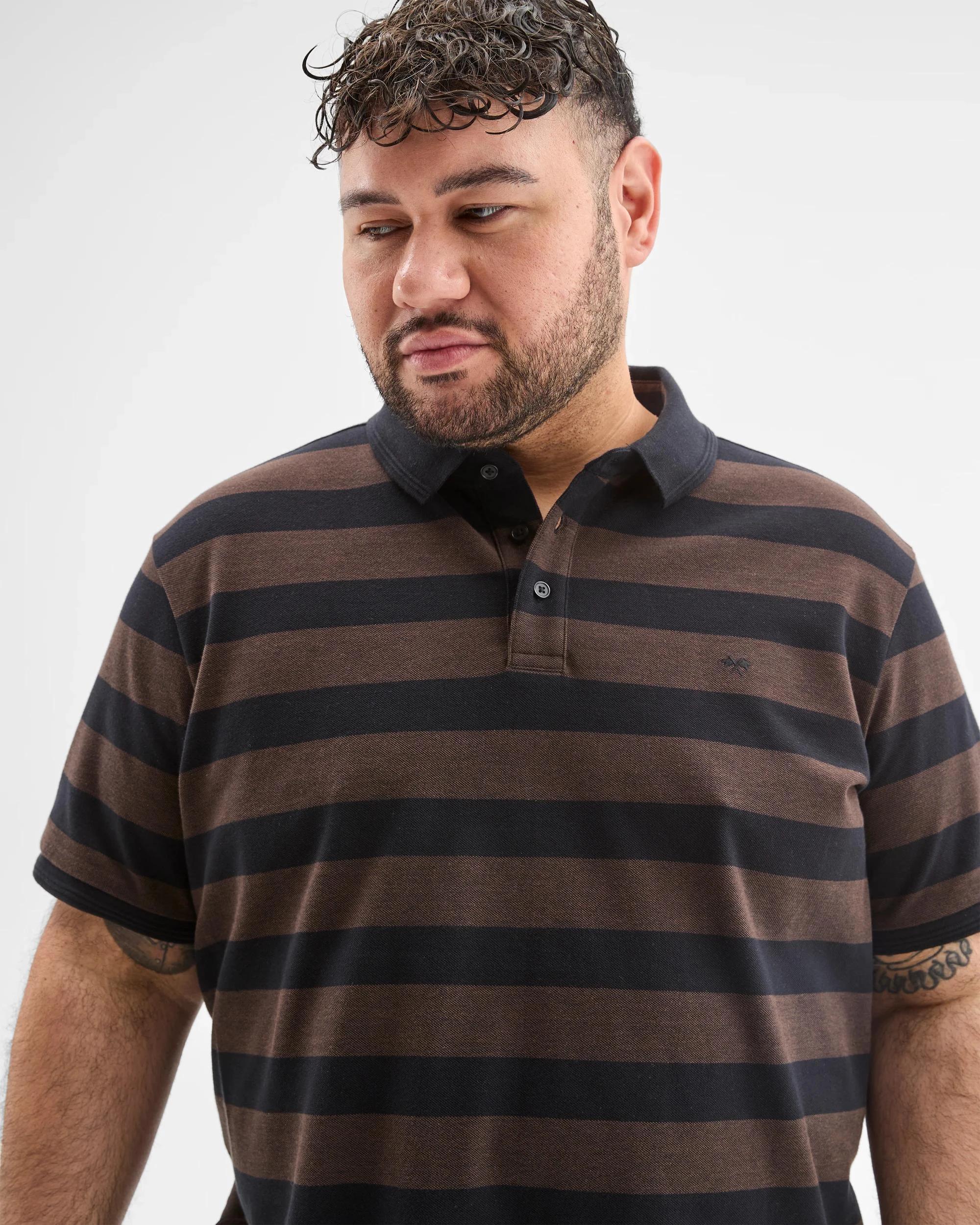 5 Target Plus Size Australian Cotton Birdseye Stripe Polo Top CHOC, 5 of 7