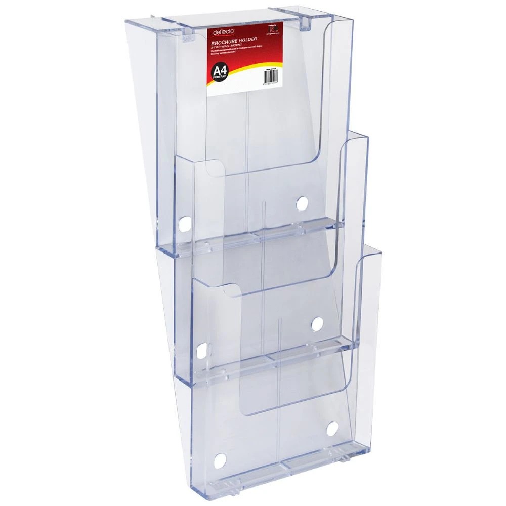 1 Deflecto A4 Portrait Wall Mount Brochure Holder Clear, 1 of 2