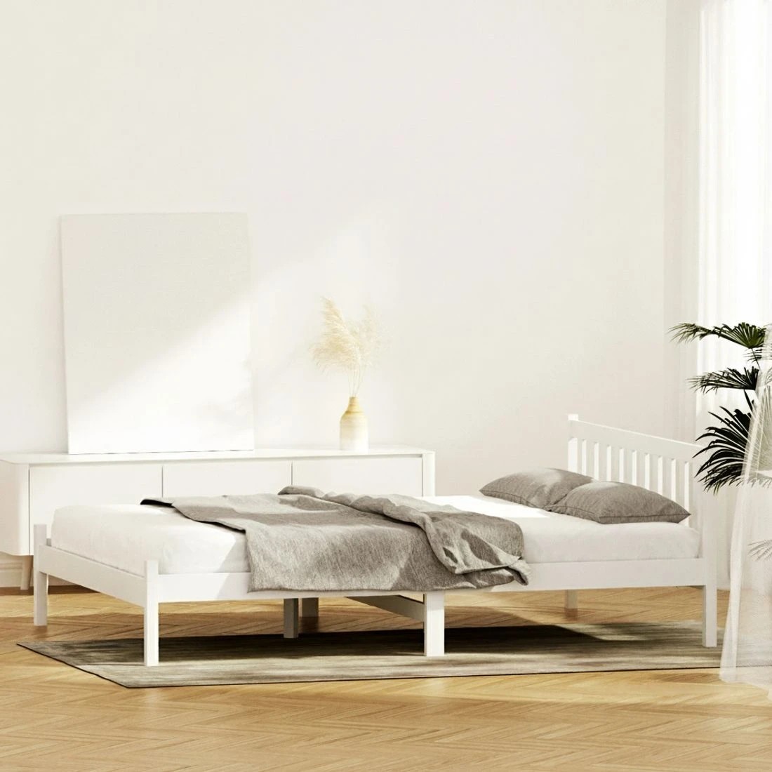 5 Artiss Bed Frame Queen Size Wooden  SOFIE - White, 5 of 10