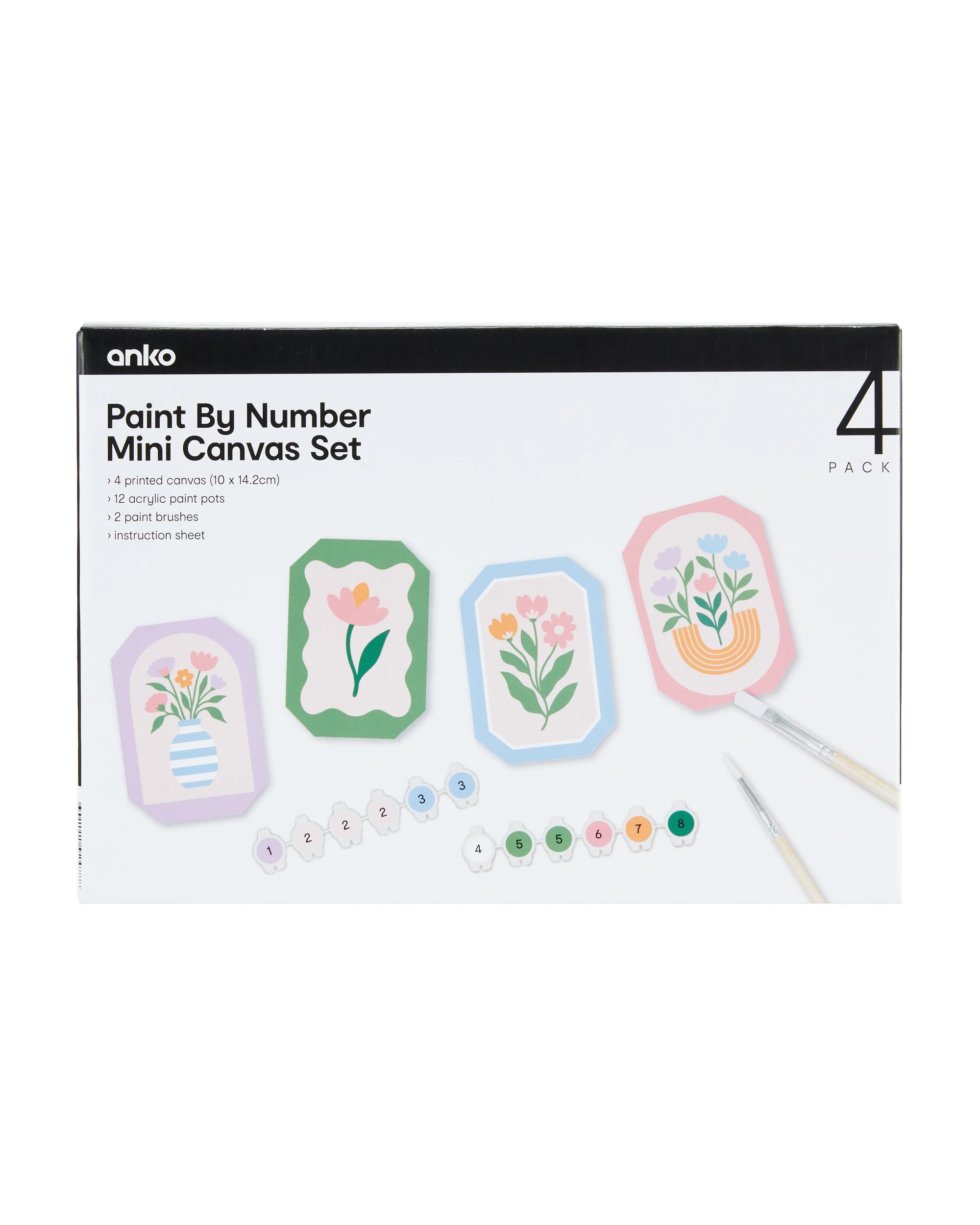 1 4 Pack Paint by Numbers Mini Canvas Set - Bloom Core, 1 of 4