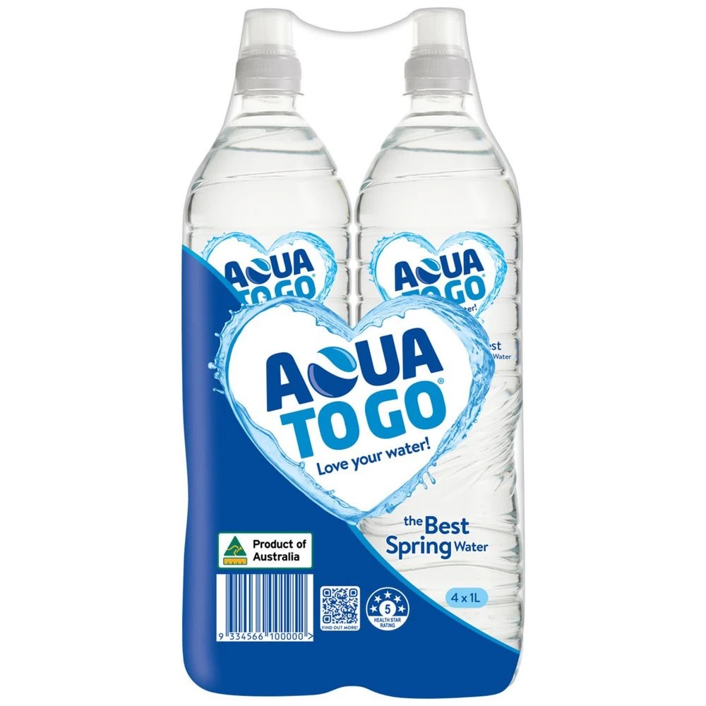 2 Aqua To Go Water Bottles 4 x 1L 224 Pack, 2 of 3