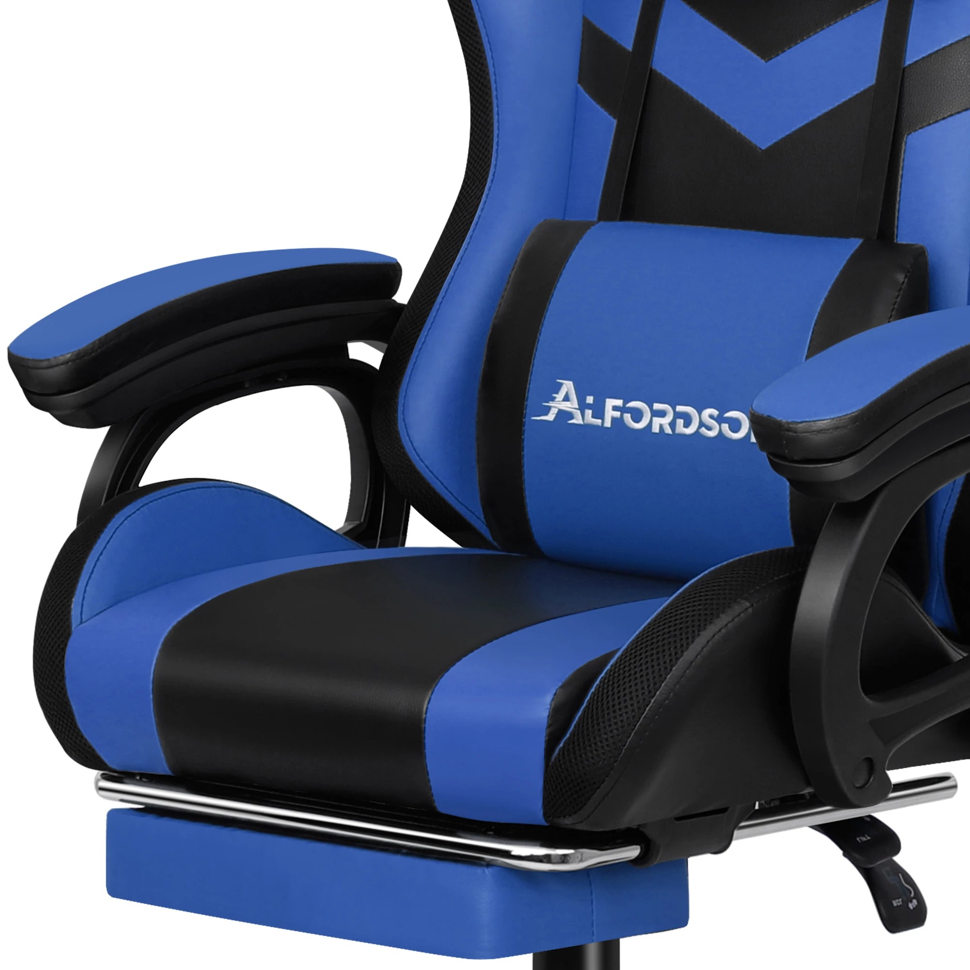 7 Alfordson Gaming Office Chair 12 RGB LED Massage Computer Seat Footrest - Blue, 7 of 10
