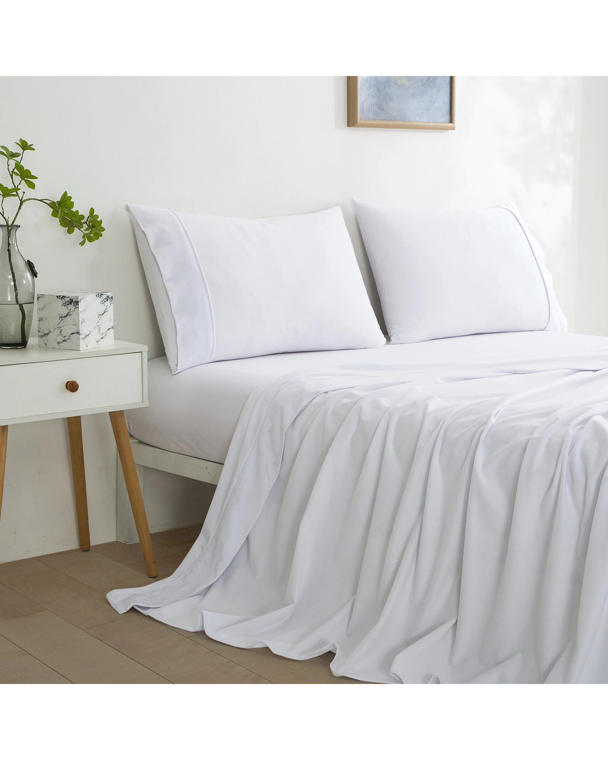 3 Dreamaker Micro Flannel Sheet Set - King Single Bed - White, 3 of 9