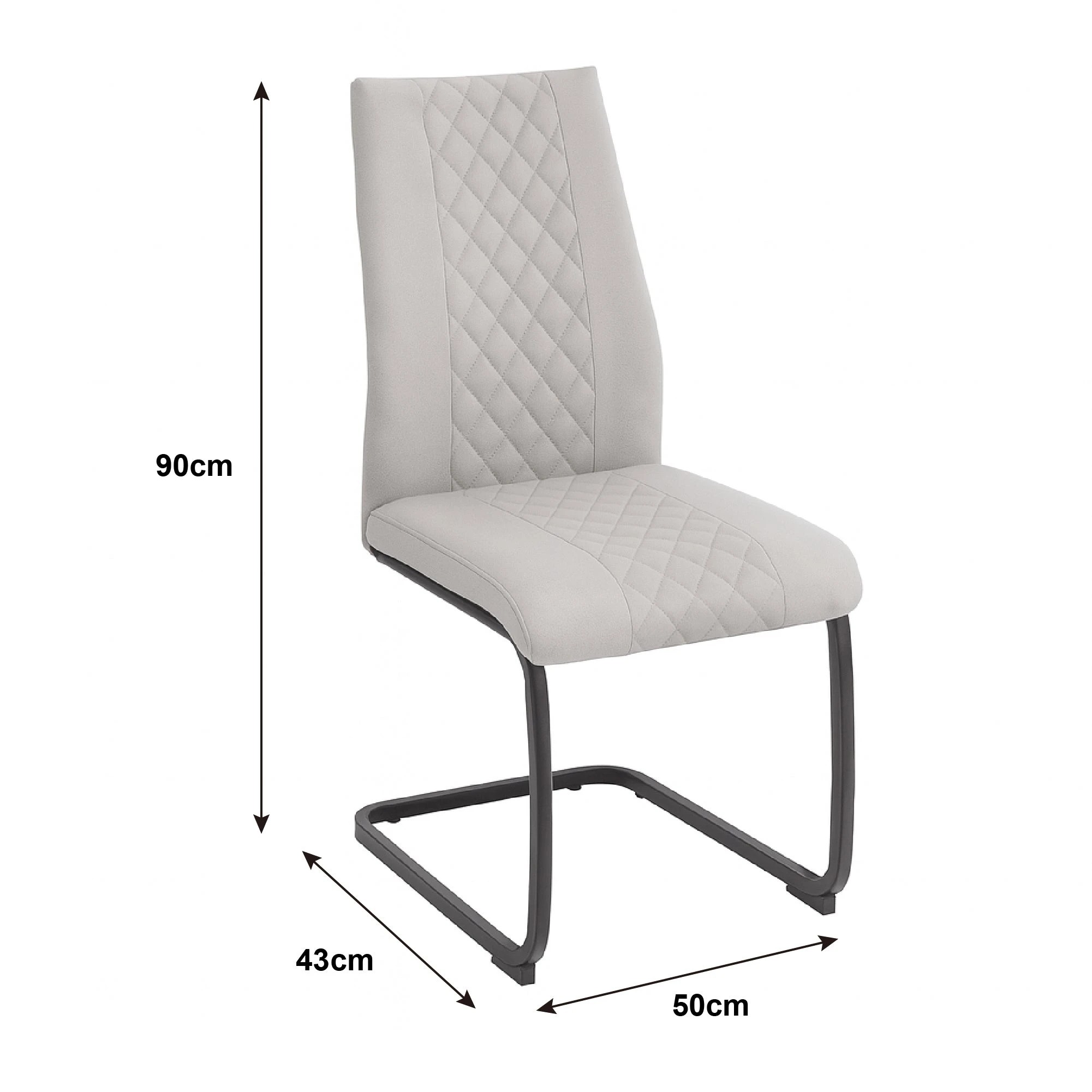 4 Foret Grey Dining Chairs 4pcs Diamond Stitch Design Black Metal Legs Modern, 4 of 10