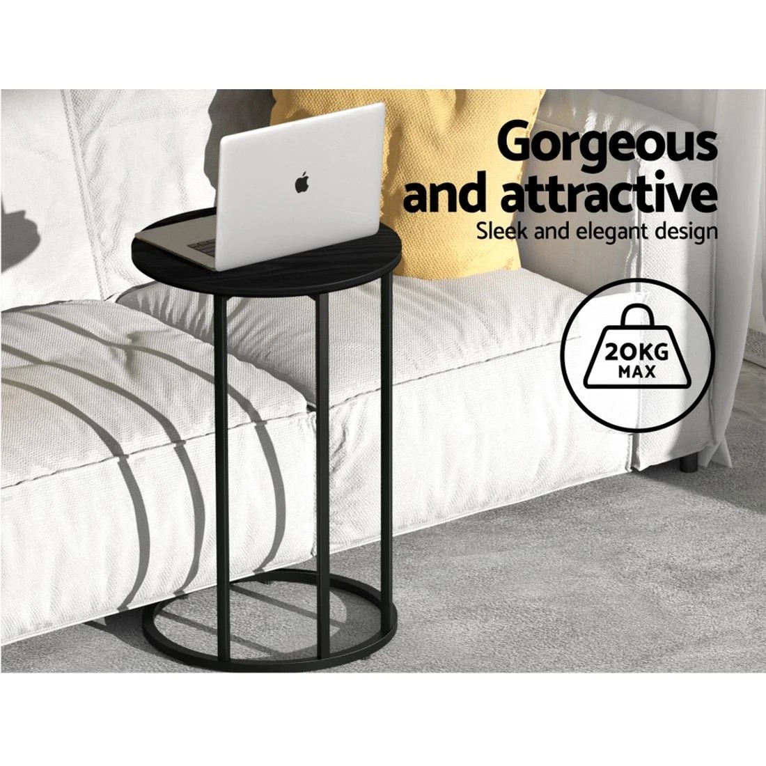 5 Artiss Coffee Table Side Table Round Black Martha - Black, 5 of 7