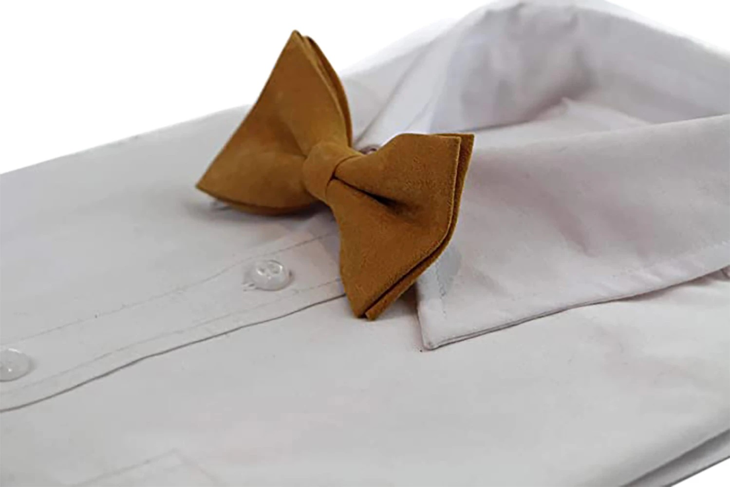 4 Zasel Mens Camel Velvet Plain Colour Bow Tie - Brown, 4 of 4