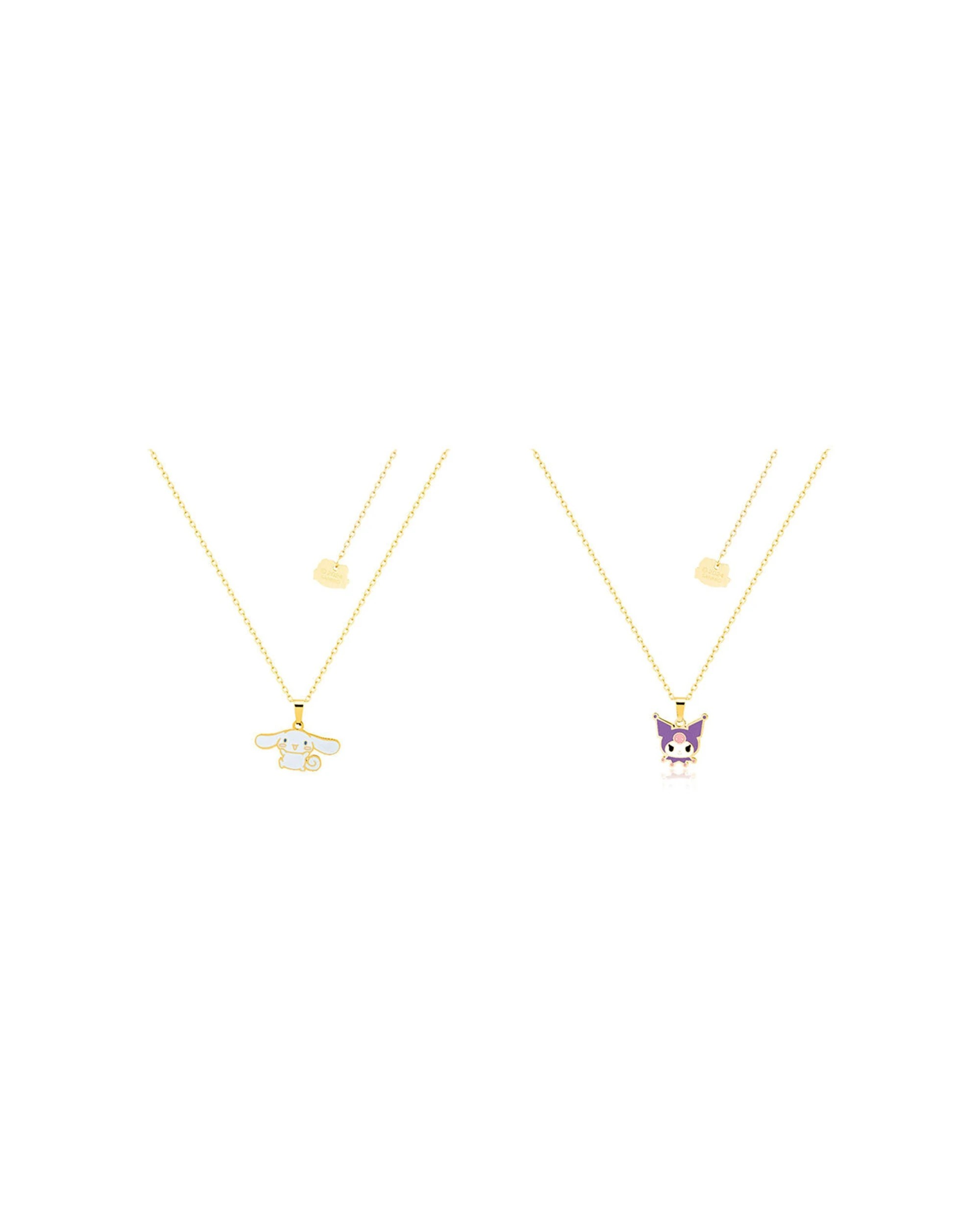 1 Sanrio 2PK ECC Cinnamoroll & Kuromi Head Necklace Plated Stainless Steel Set - Multi - Multi, 1 of 4