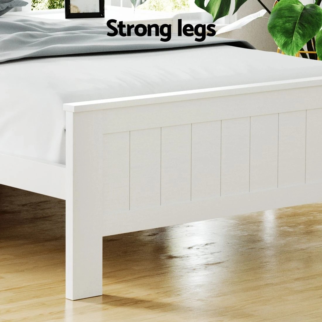 6 Artiss Bed Frame King Single Size Wooden with 3 Shelves Bed Head - White, 6 of 7