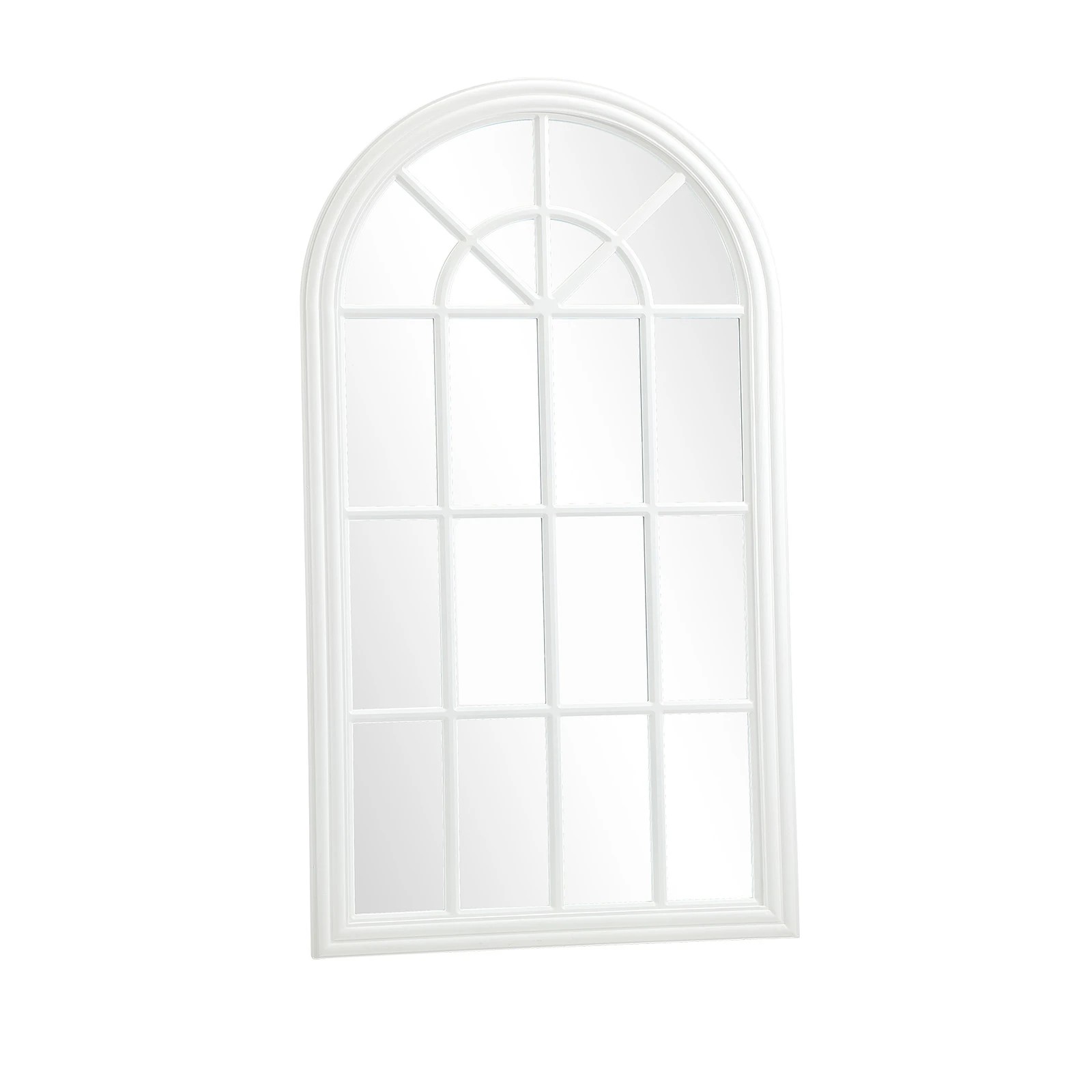 1 Oikiture Wooden Window Mirror Arched Wall Mirrors Decor 130x70cm
 - White, 1 of 9
