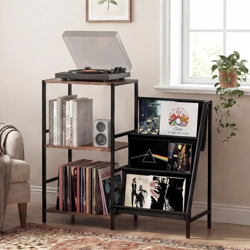 8 Levede Vinyl Record Storage with 3-Tie-Brown & Black, 8 of 8