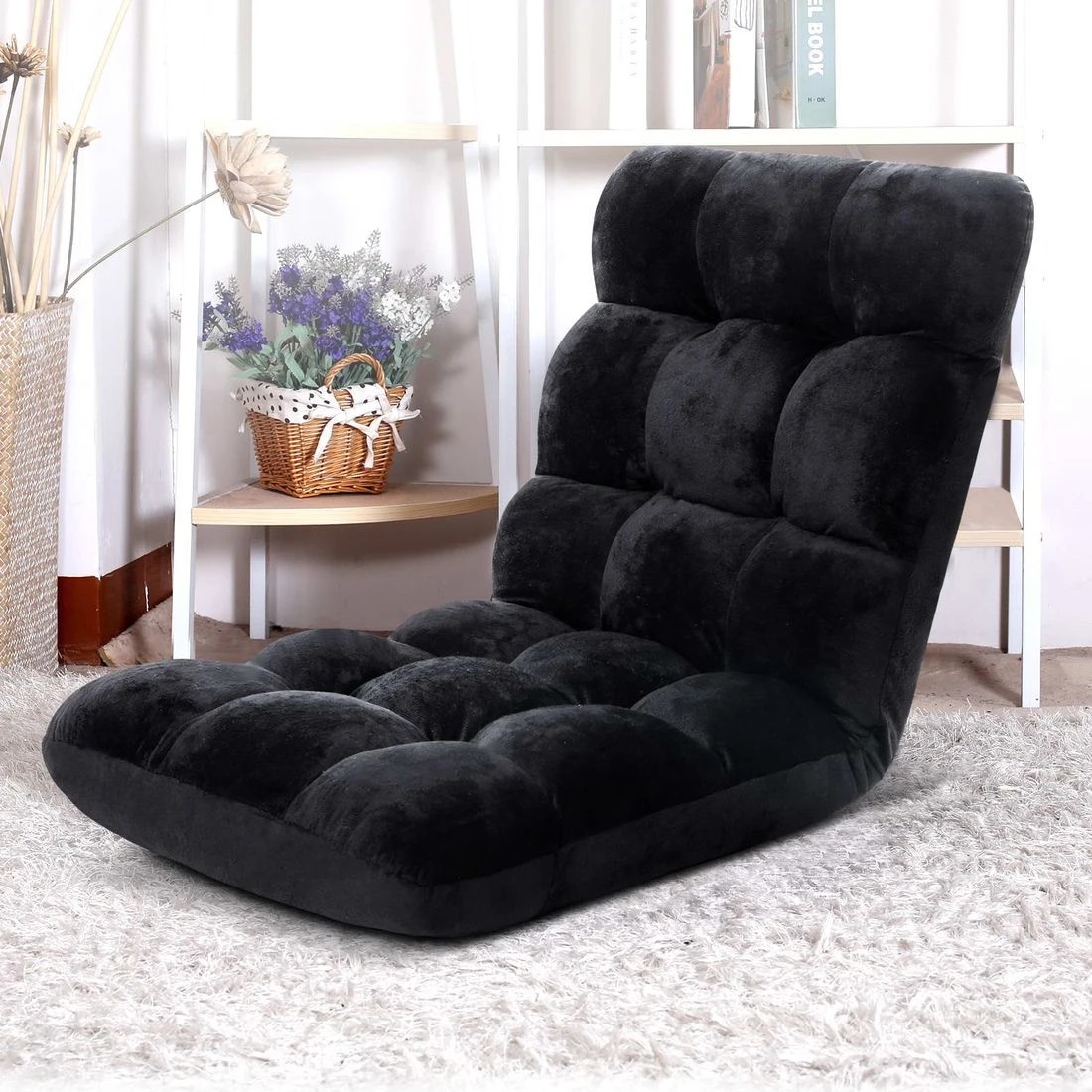 3 Artiss Lounge Sofa Bed Flannel Fabric - Black, 3 of 8