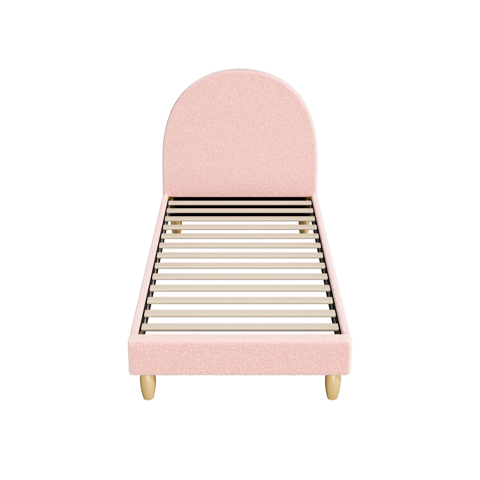5 Oikiture Bed Frame Single Size Boucle - Pink, 5 of 7