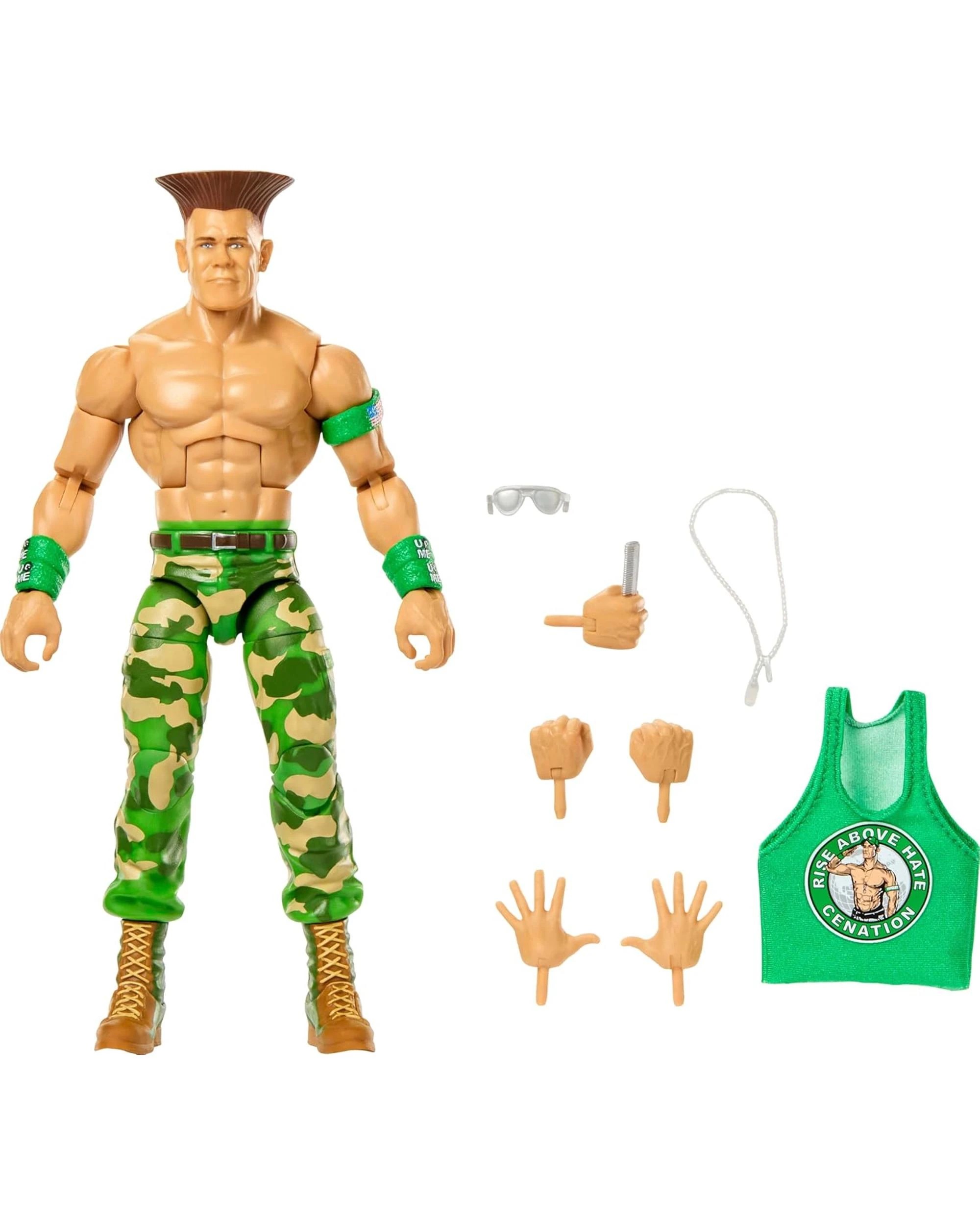 2 WWE X Street Fighter Elite Collection John Cena as Guile 6 inch Action Figure, 2 of 6