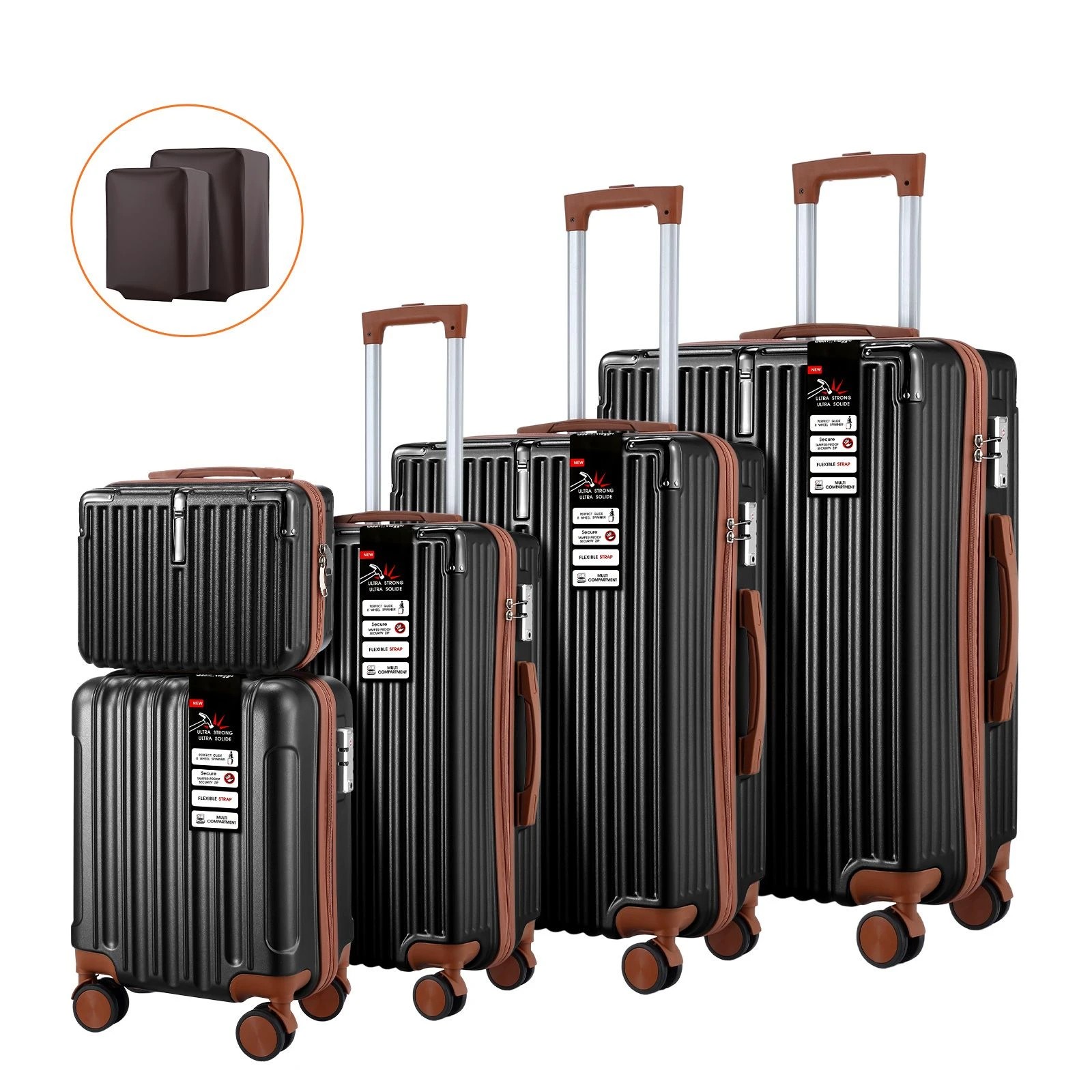 4 Buon Viaggio 5 Piece Lightweight Hard Case Suitcases Luggage Set with Rolling Wheels, TSA Lock & Front Hook, 4 of 6