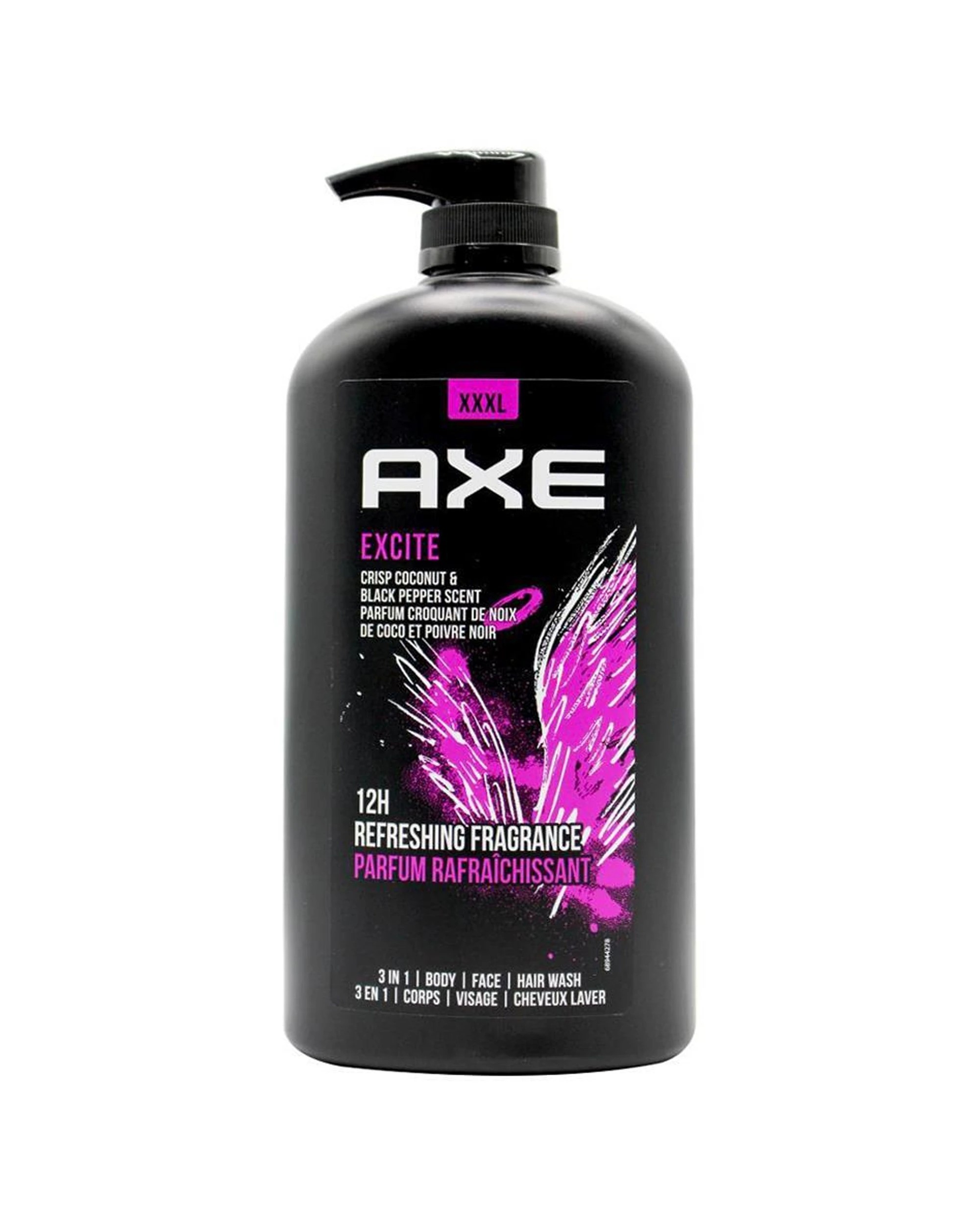 2 Axe Excite 6PK 3-in-1 Body Face Hair Wash 1L Crisp Coconut Pepper Scent - Black, 2 of 4