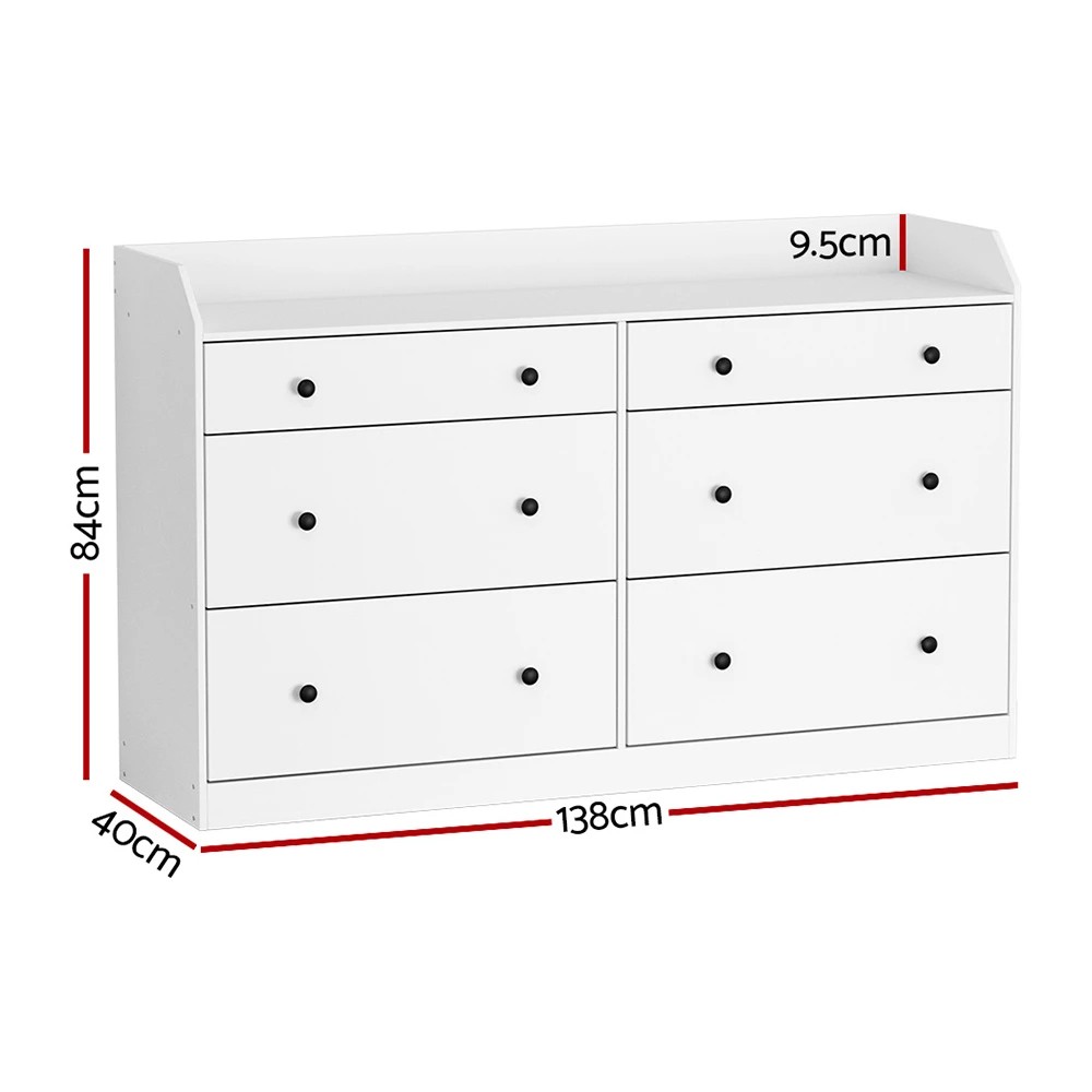 3 Artiss 6 Chest of Drawers - White, 3 of 5