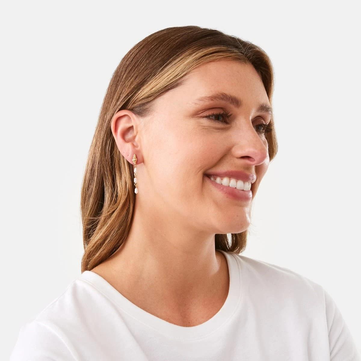 4 6 Pack Beach Stud and Hoop Earrings - Gold Tone Gold, 4 of 5